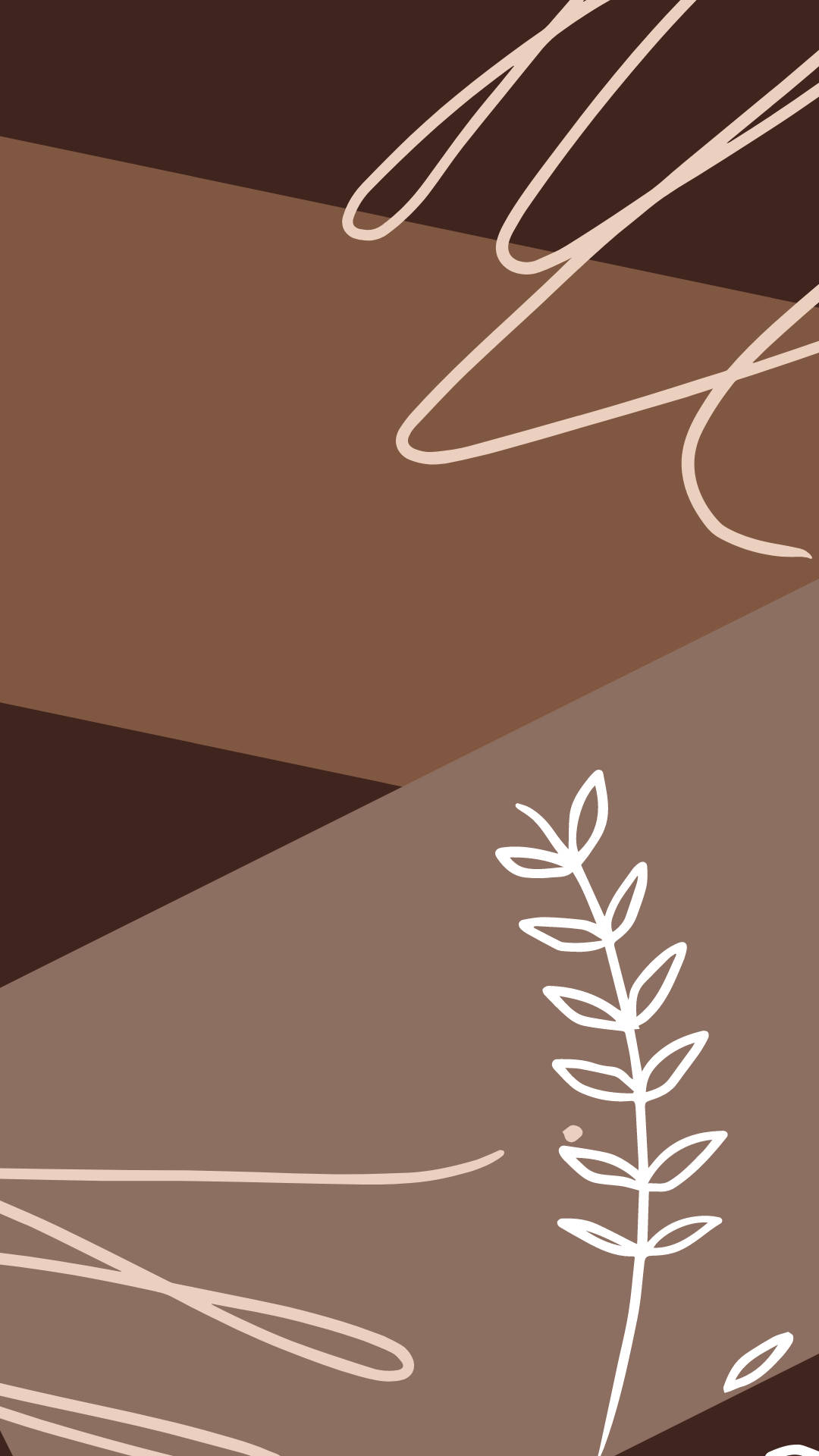 light brown abstract aesthetic, layered brown tones, delicate white line art, Full HD Phone Wallpaper