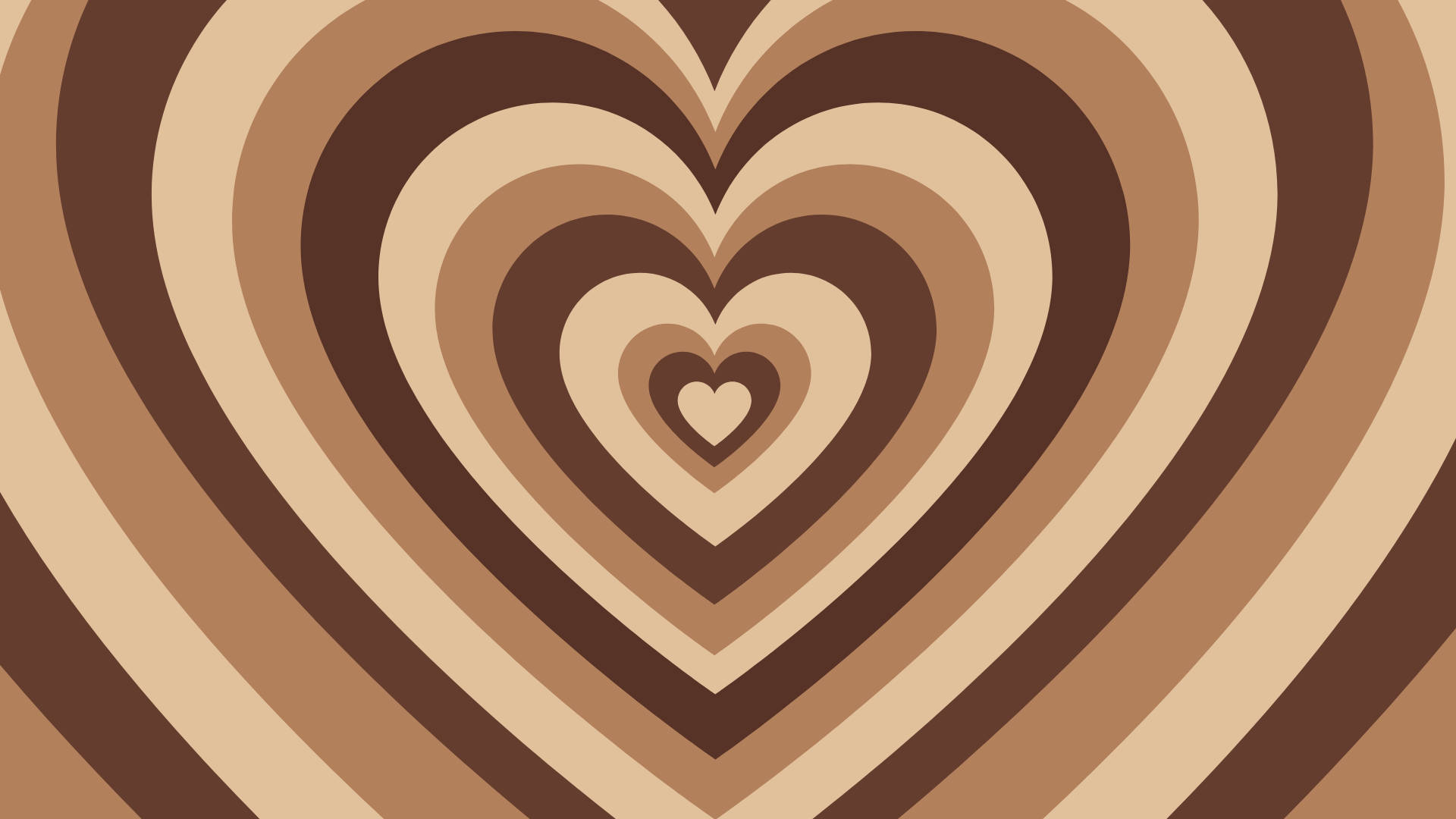 brown aesthetic, concentric hearts, warm brown tones, Full HD Desktop Wallpaper