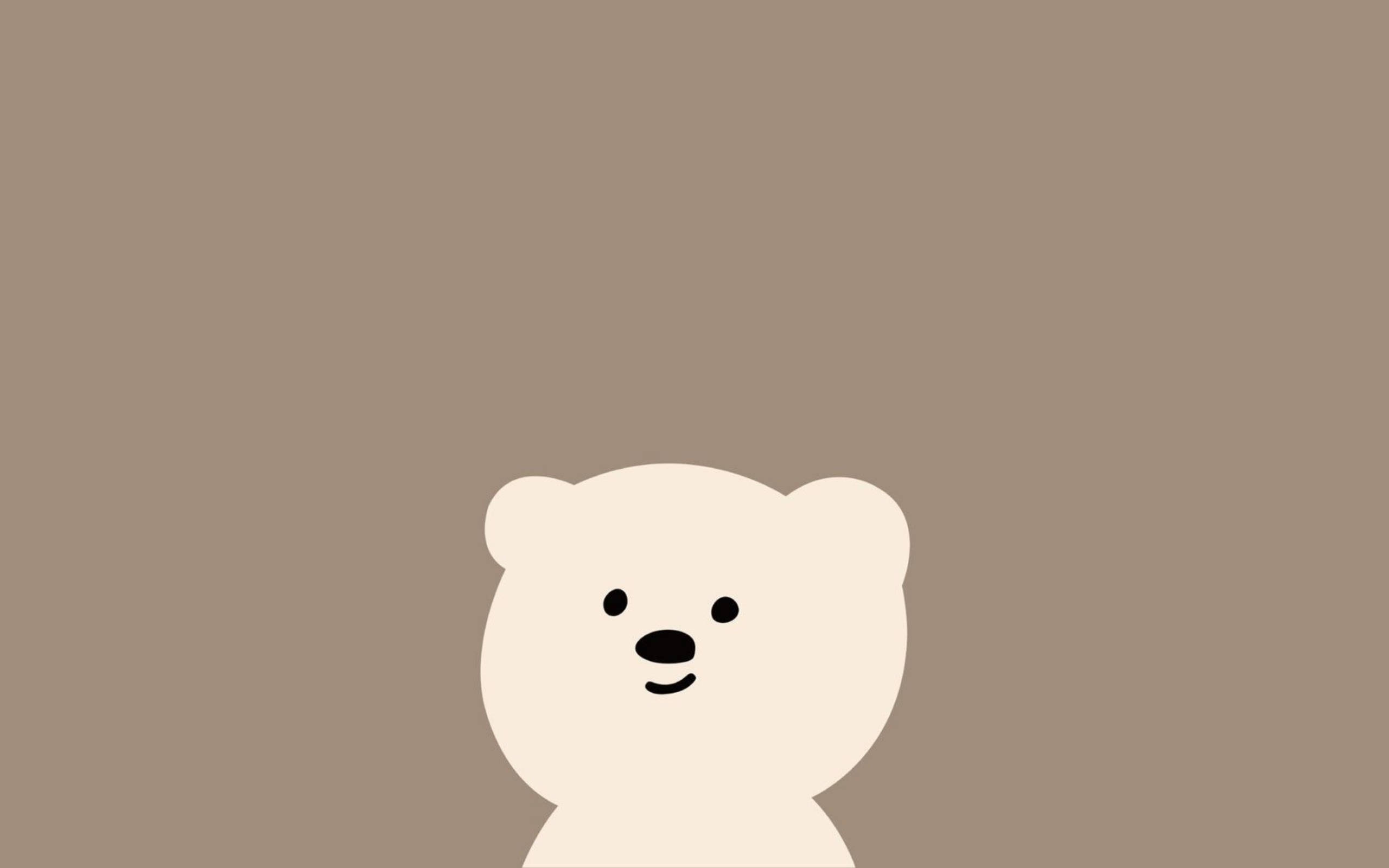 Brown Aesthetic, bear head, white bear, 2K Desktop Wallpaper