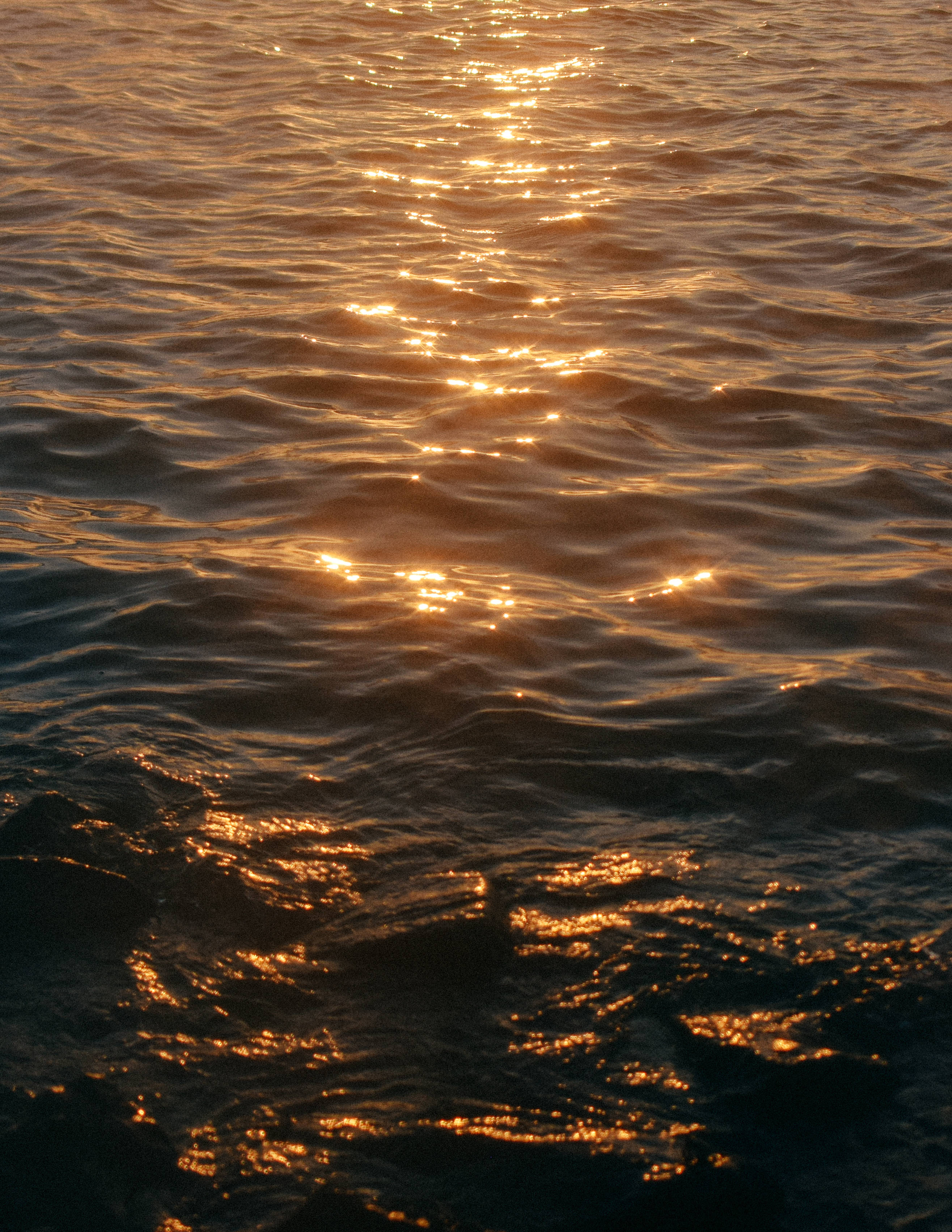 Golden sunlight, rippling water, shimmering path, 2K Phone Wallpaper