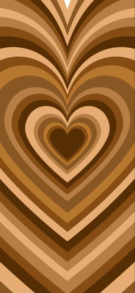 brown, gold, concentric hearts, SD Phone Wallpaper