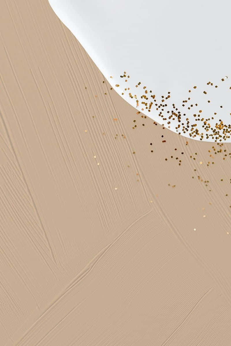 beige textured paint, white curved edge, gold glitter, SD Phone Wallpaper