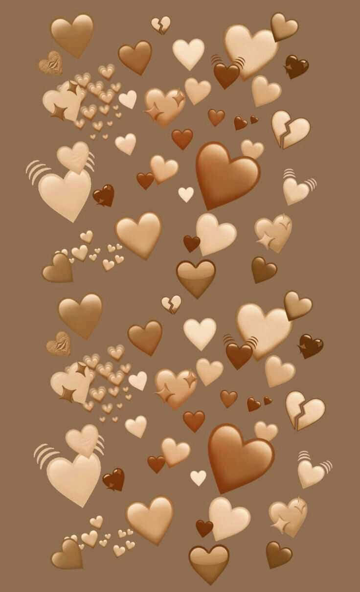 Brown and Gold, golden brown hearts, cracks, SD Phone Wallpaper