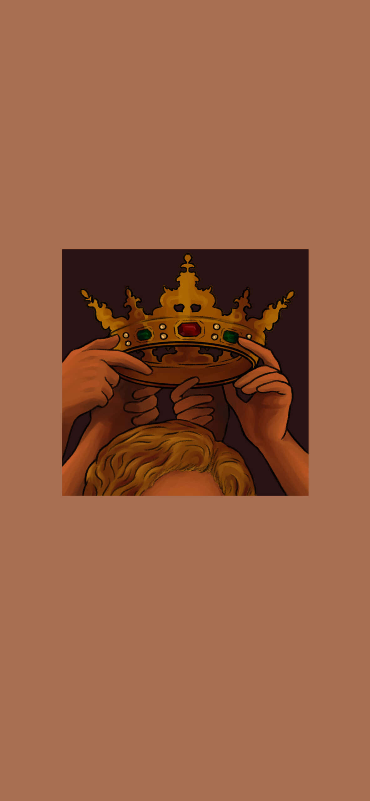 golden crown, red and green gems, dark background, 2K Phone Wallpaper