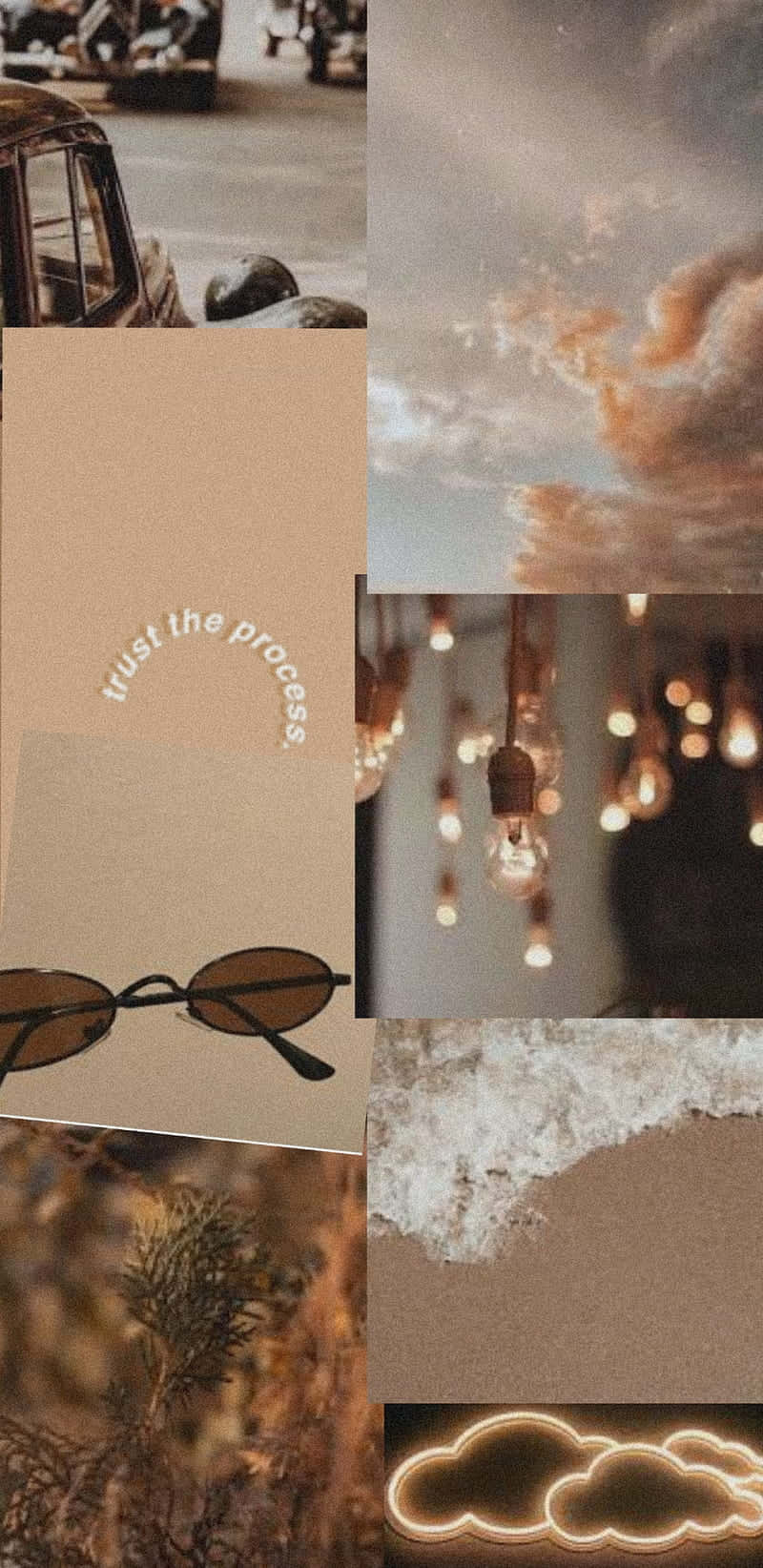 Brown And Gold, vintage car, glowing bulbs, HD Phone Wallpaper