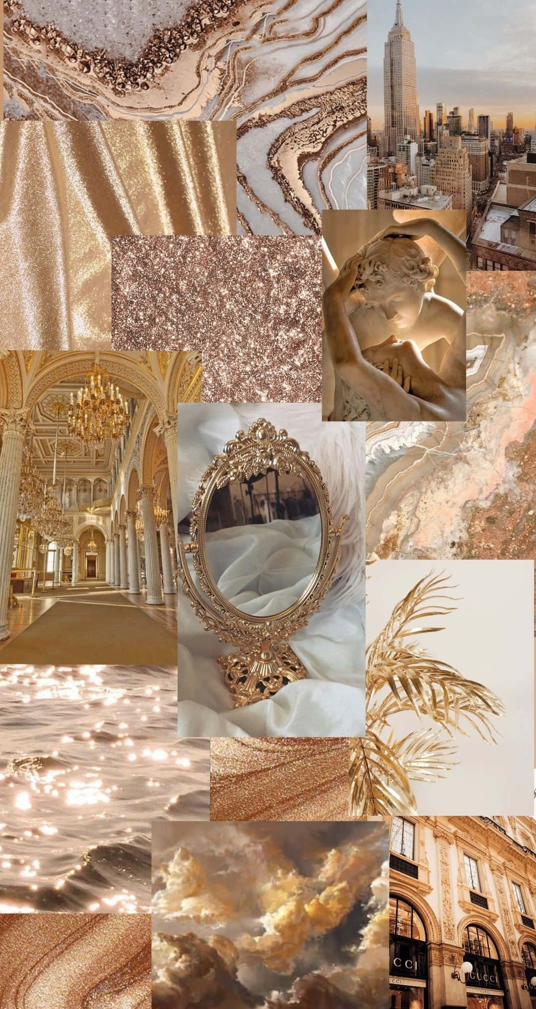 golden rose gold, marble agate, glitter statues, Full HD Phone Wallpaper