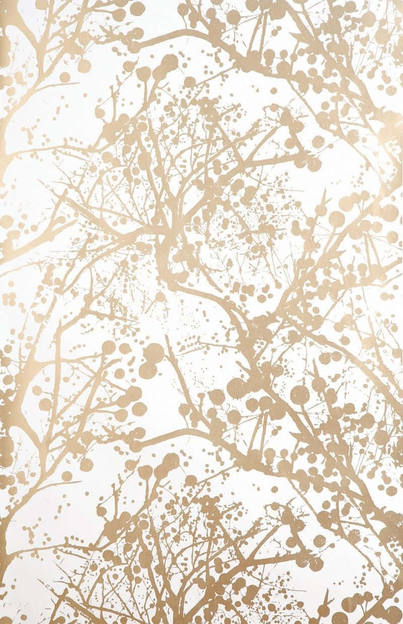 gold-toned branches, berries, delicate abstract pattern, SD Phone Wallpaper