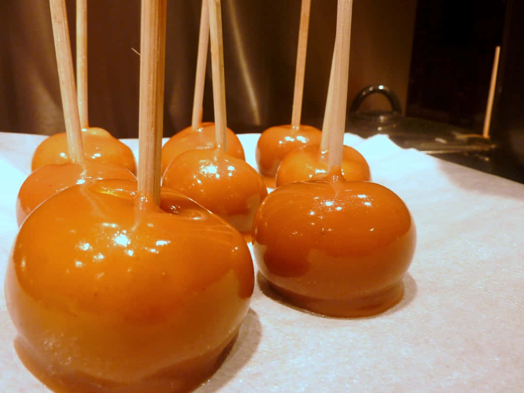 Brown Caramel, caramel apples, parchment paper, SD Desktop Wallpaper
