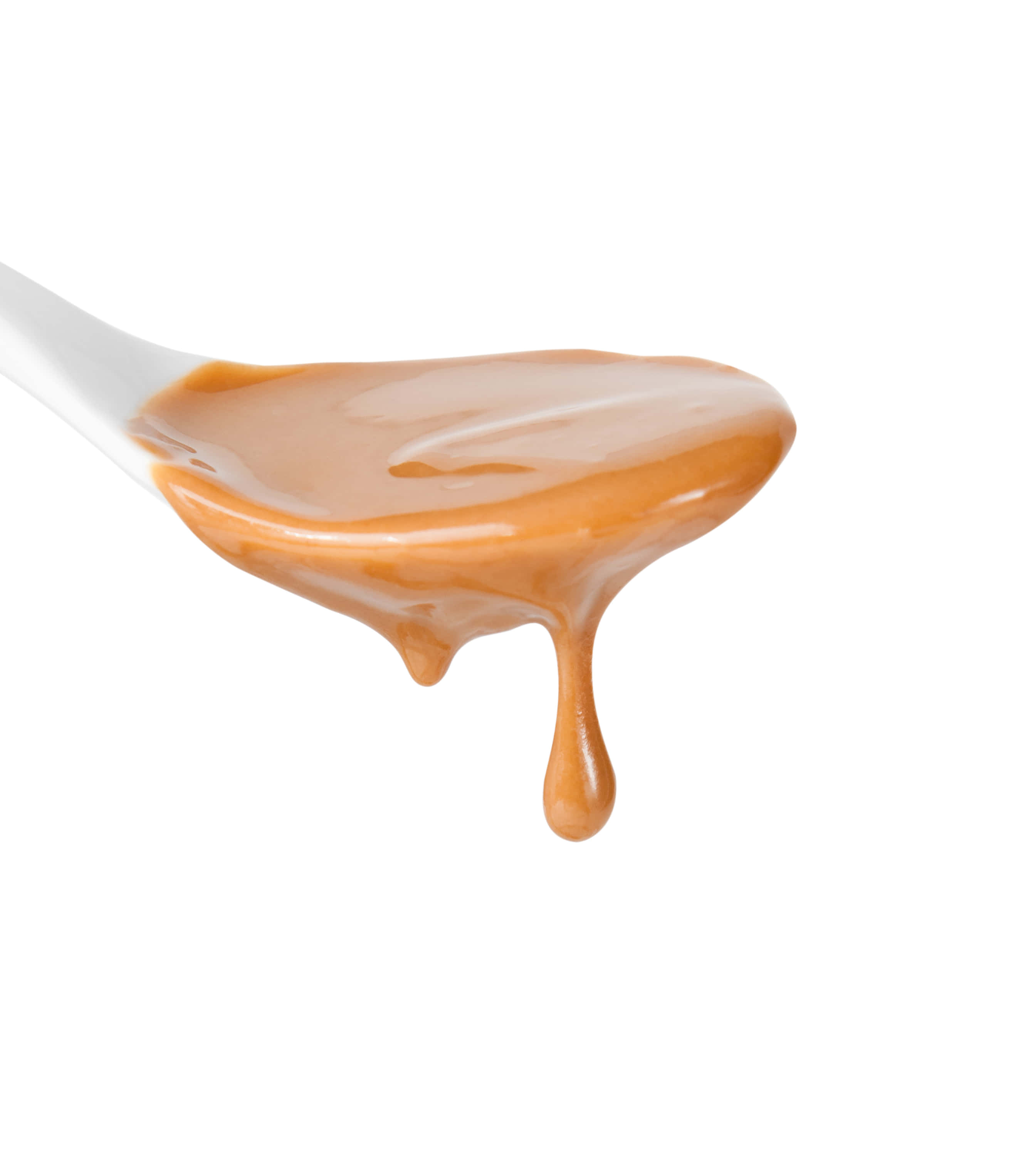 Brown Caramel, glossy golden caramel sauce, white spoon, 2K Phone Wallpaper