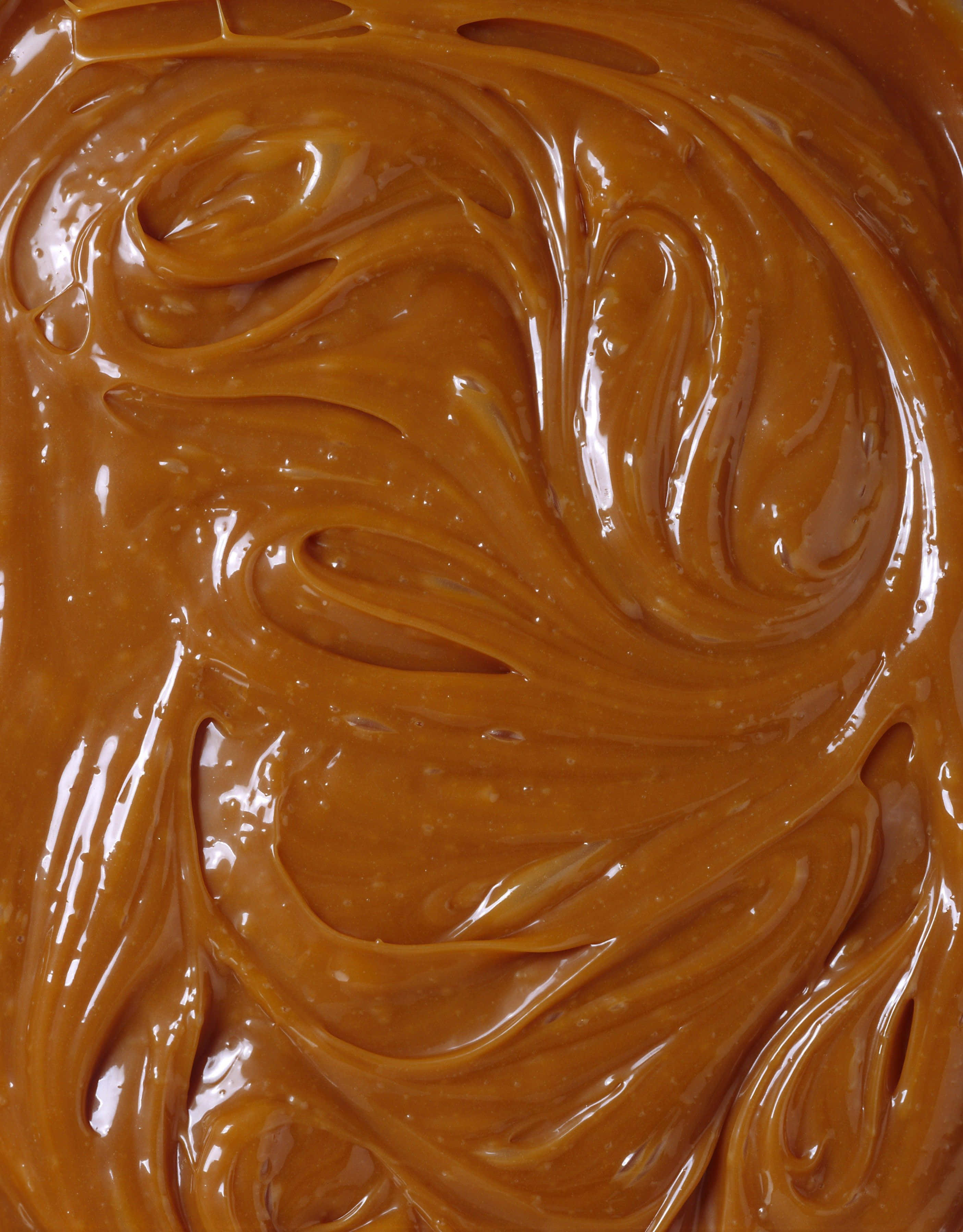 Brown Caramel, glossy swirling caramel, amber tones, 2K Phone Wallpaper