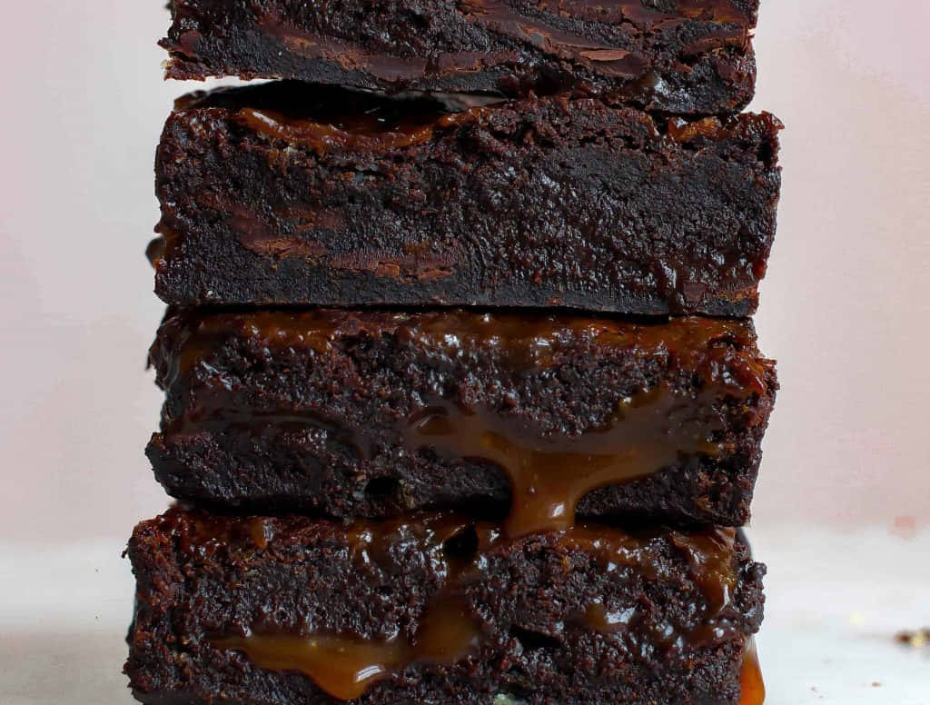 caramel brownie, fudgy brownies, gooey caramel, SD Desktop Wallpaper