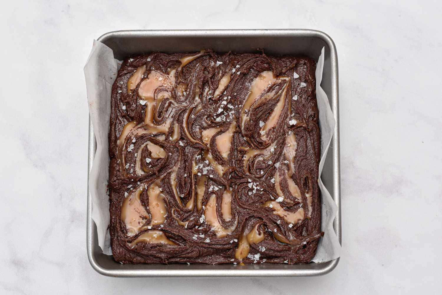 caramel brownie, chocolate peanut butter swirl, metal pan, HD Desktop Wallpaper