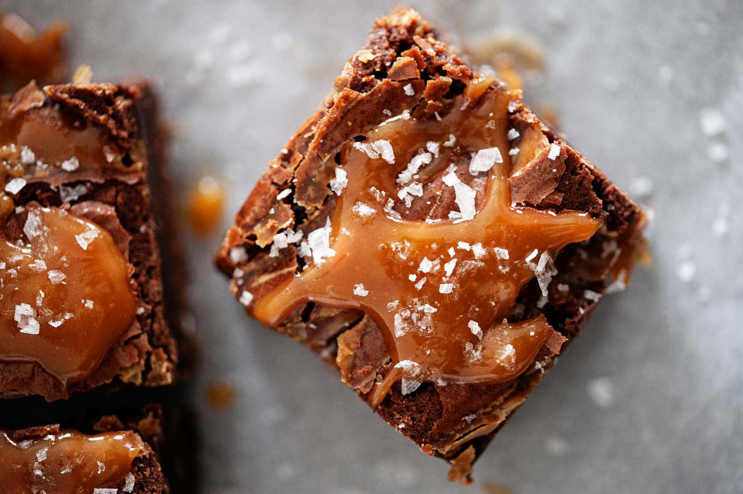 caramel brownie, glossy caramel, flaky sea salt, HD Desktop Wallpaper