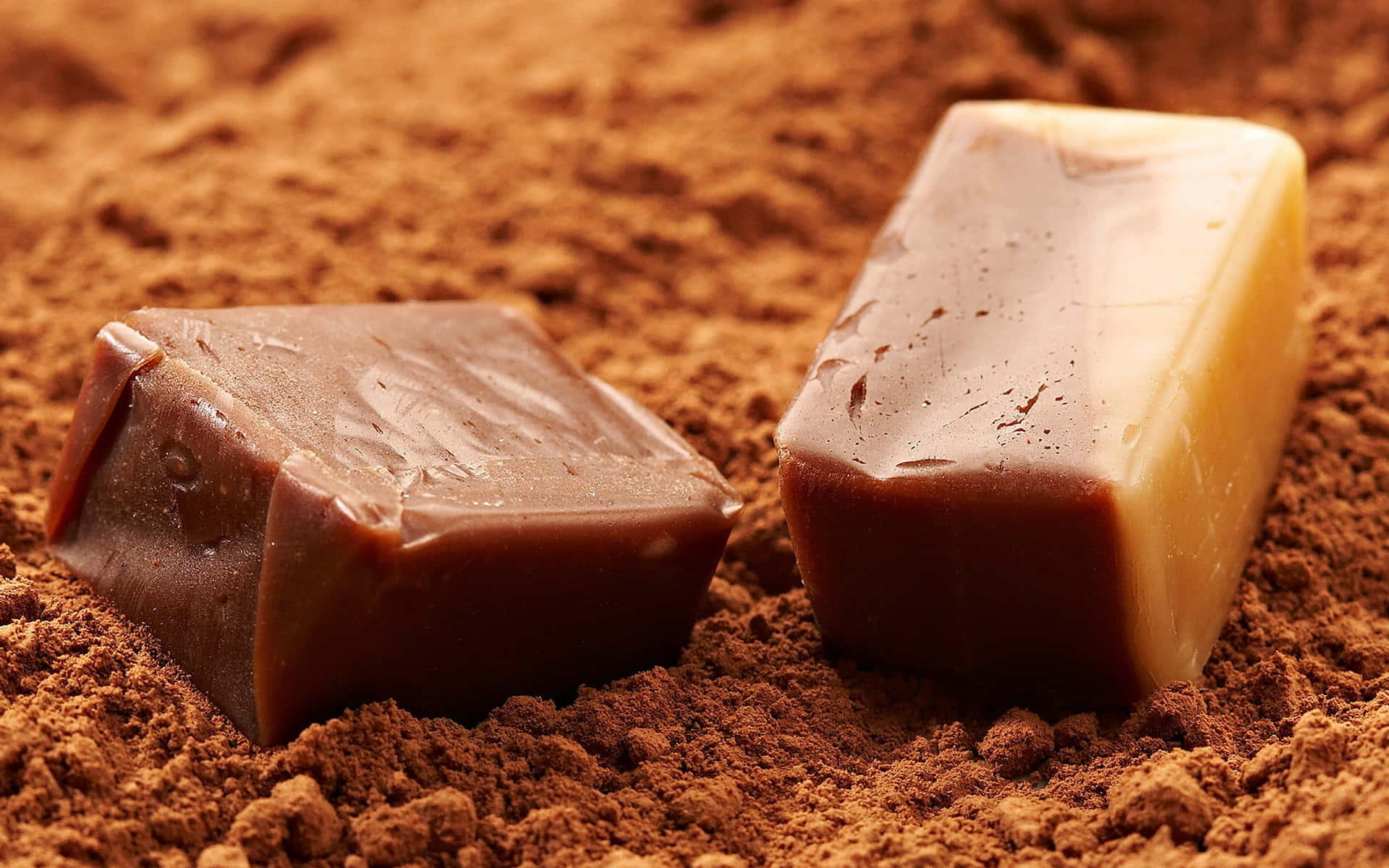 Brown Caramel, glossy caramel candies, rich cocoa powder, Full HD Desktop Wallpaper