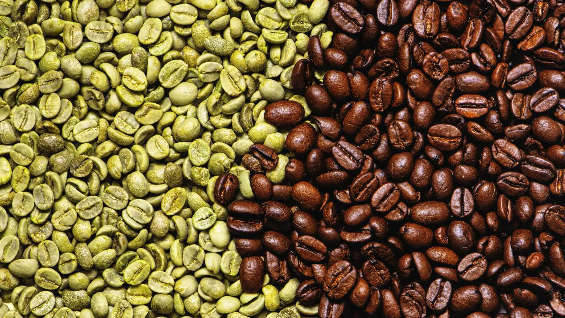 brown coffee, raw green coffee beans, roasted brown beans, Full HD Desktop Wallpaper