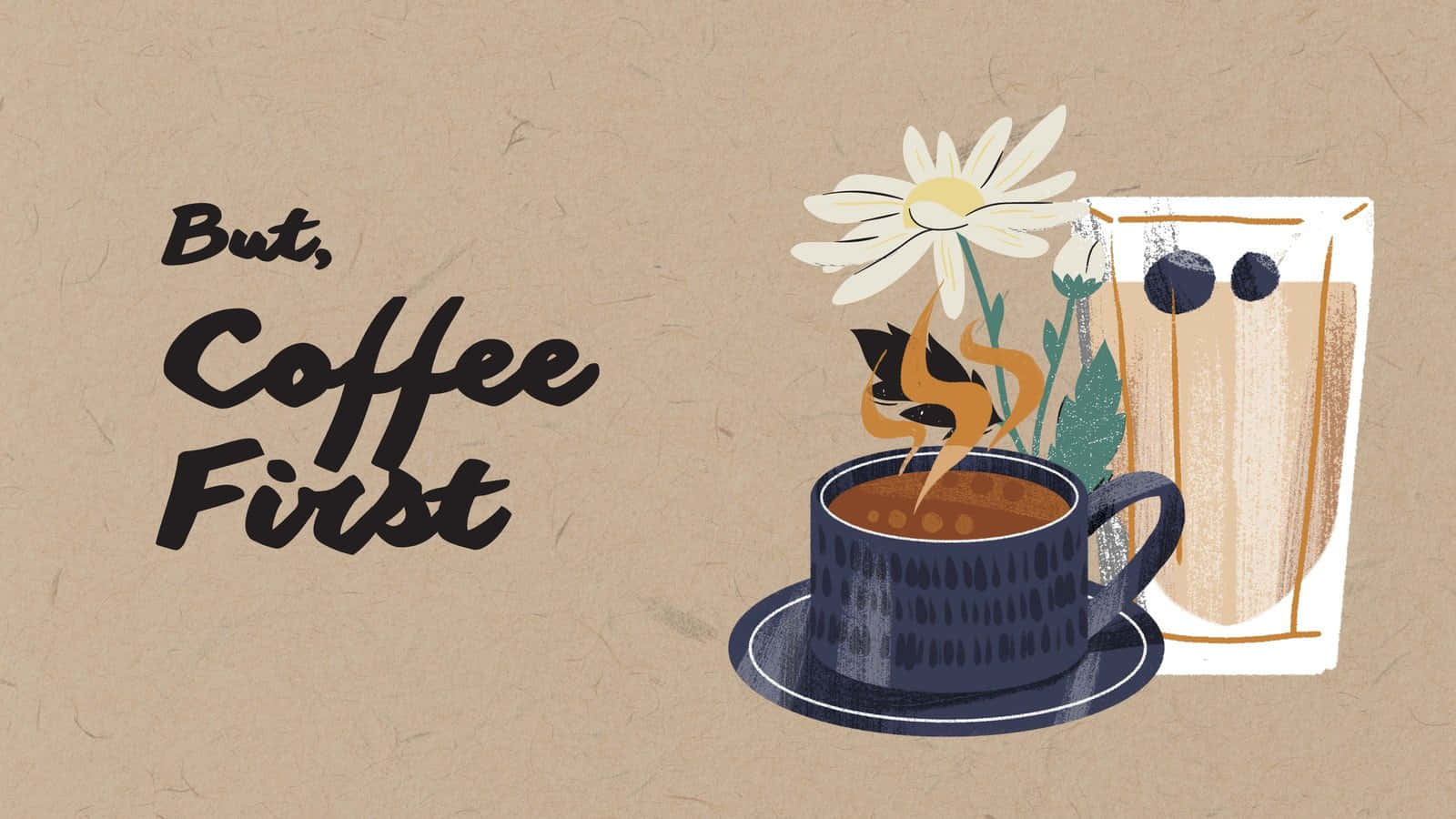 Brown Coffee, daisy, cat, HD Desktop Wallpaper
