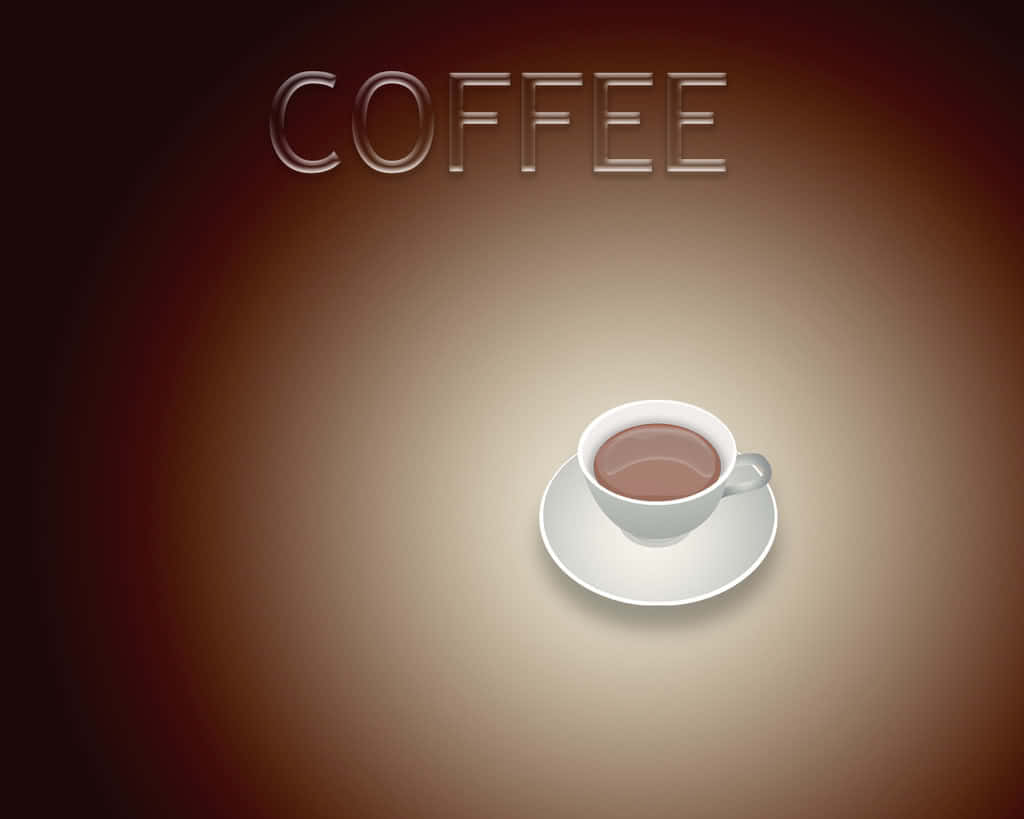 Brown Coffee, white mug, glowing COFFEE text, SD Desktop Wallpaper