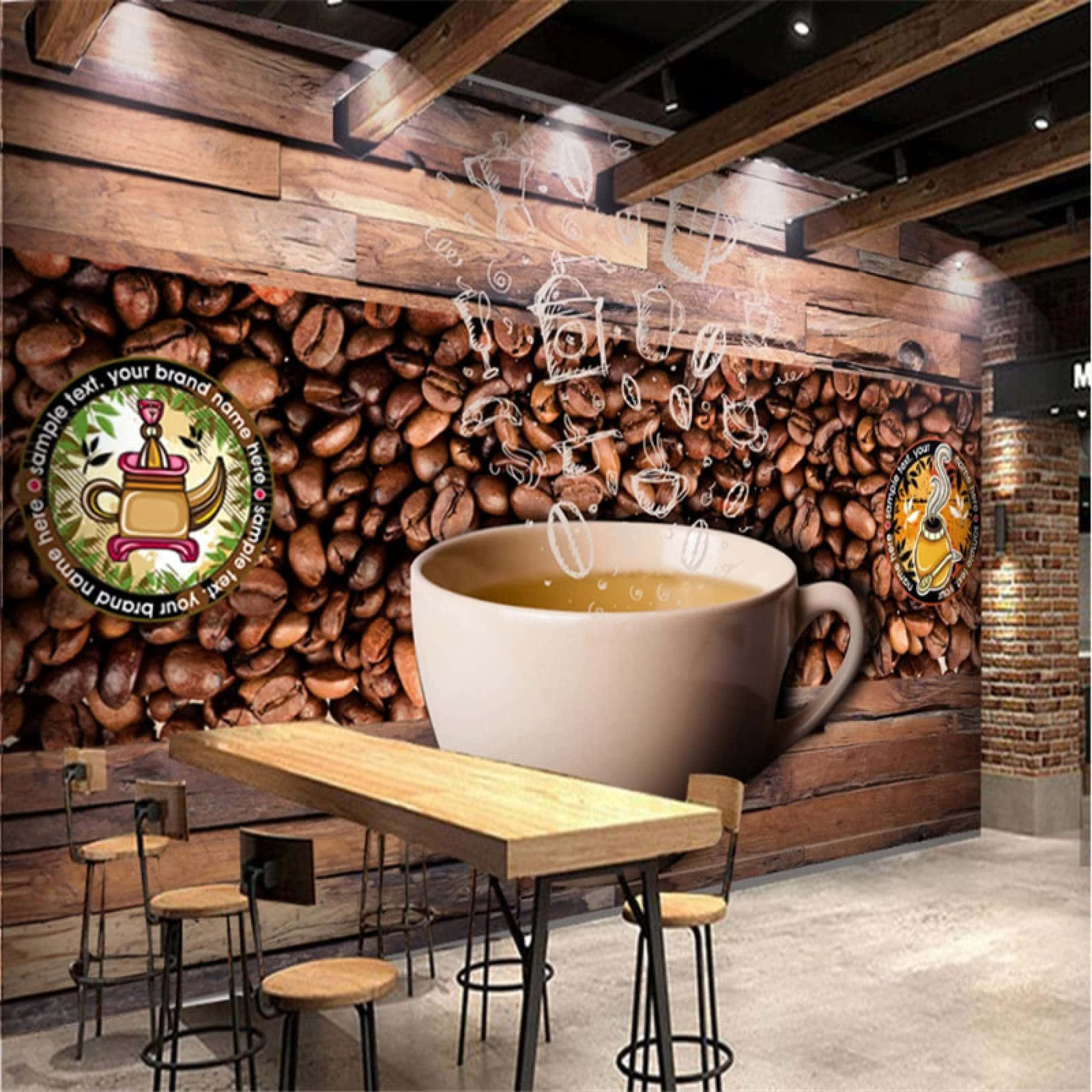 brown coffee, giant coffee cup, roasted beans, HD Desktop Wallpaper