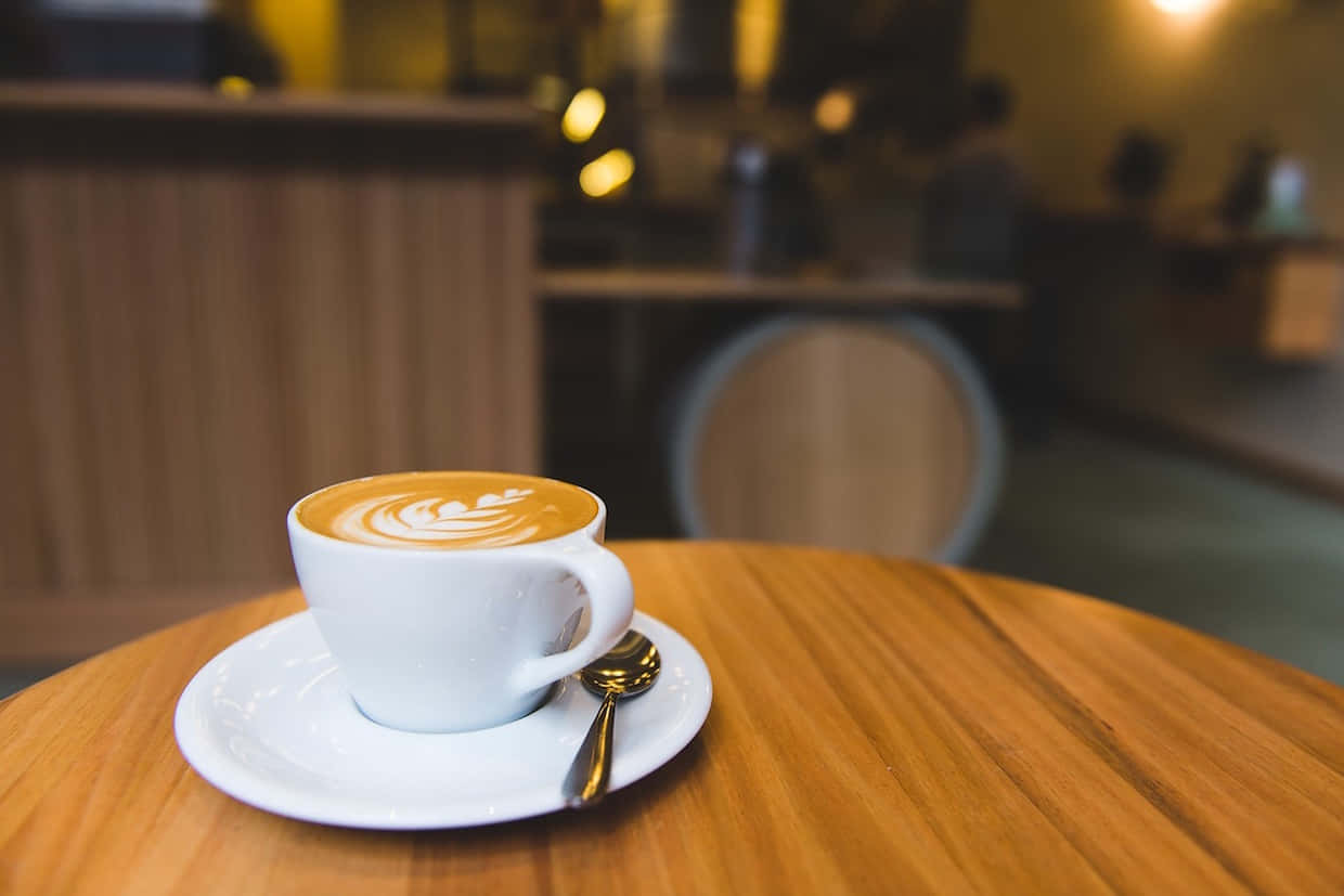 brown coffee, white coffee cup, latte art, SD Desktop Wallpaper