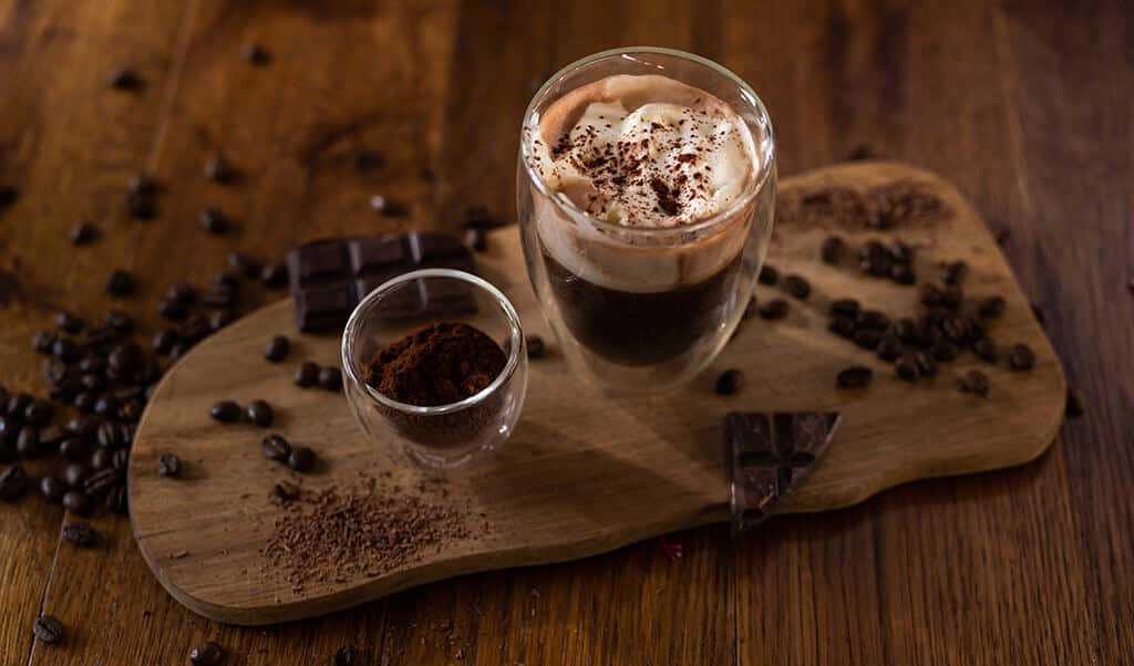 Brown Coffee, wooden board, coffee beans, SD Desktop Wallpaper