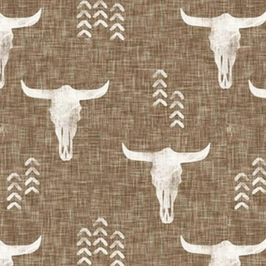 Brown Cow Print, white longhorn skulls, arrow motifs, SD Desktop Wallpaper