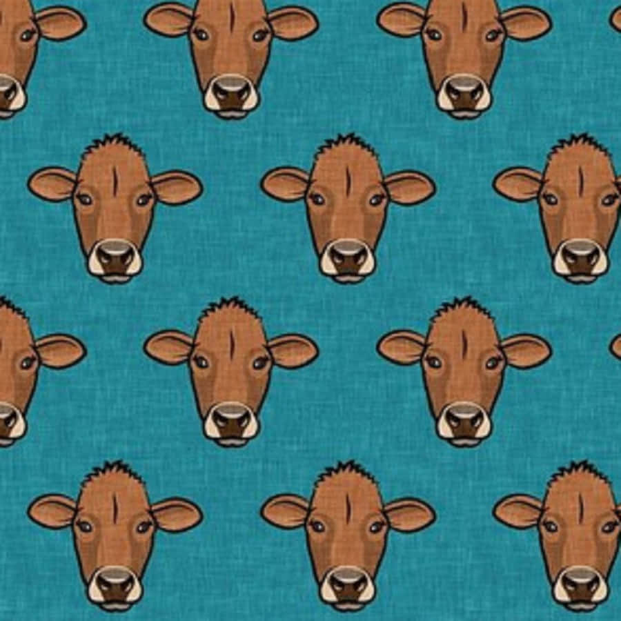 Brown Cow Print, cartoon cow heads, brown, SD Desktop Wallpaper