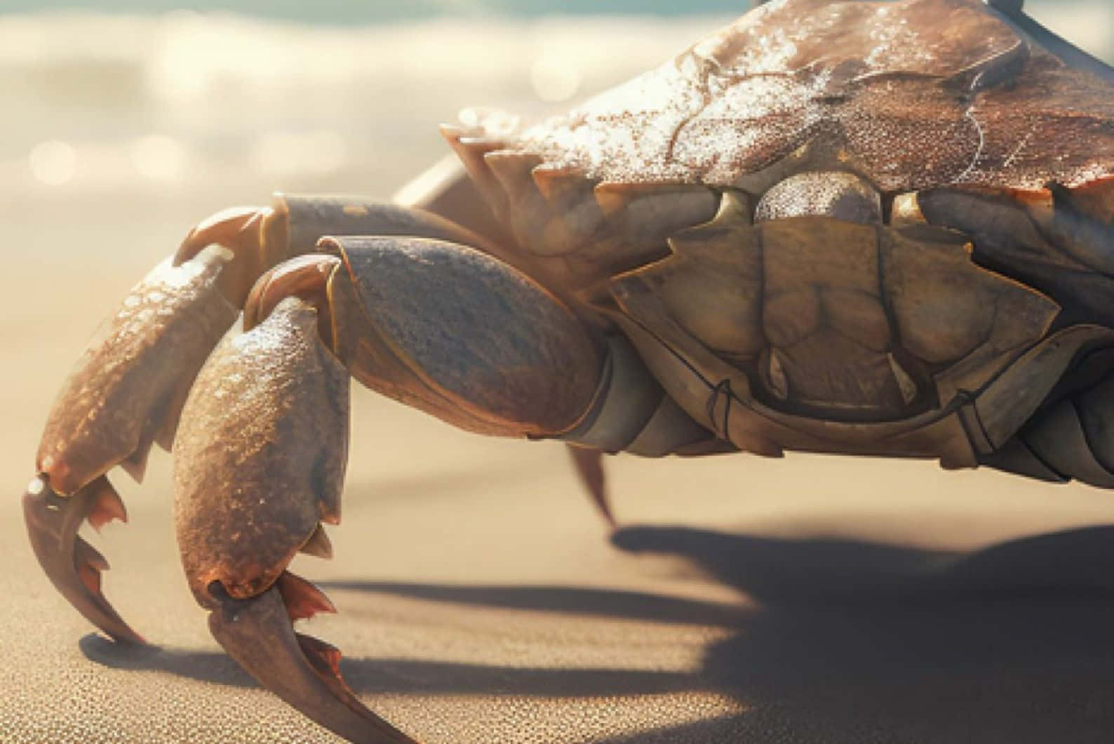 Brown Crab, sandy beach, wet sand, HD Desktop Wallpaper