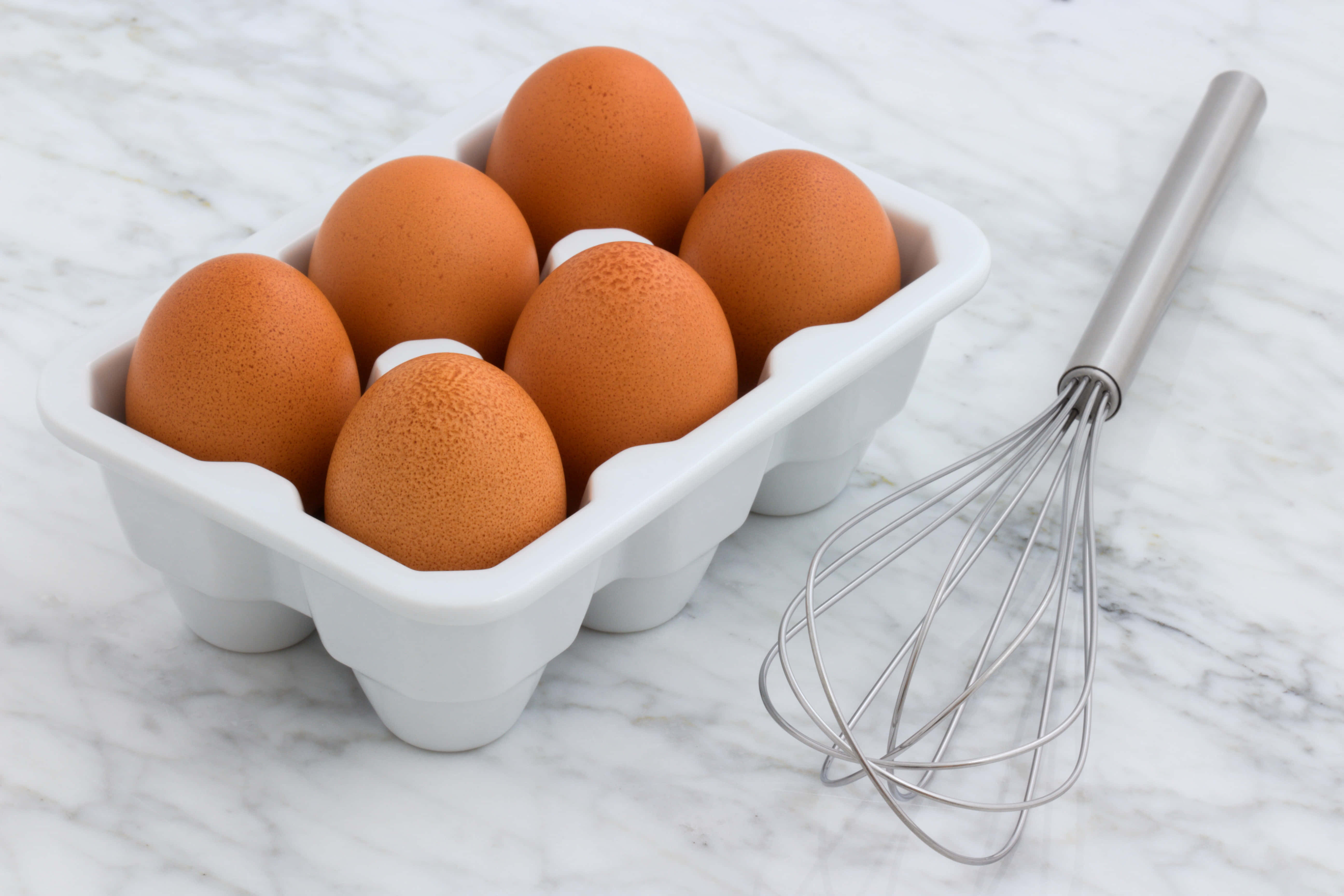 brown eggs, white carton, metal whisk, 5K Desktop Wallpaper