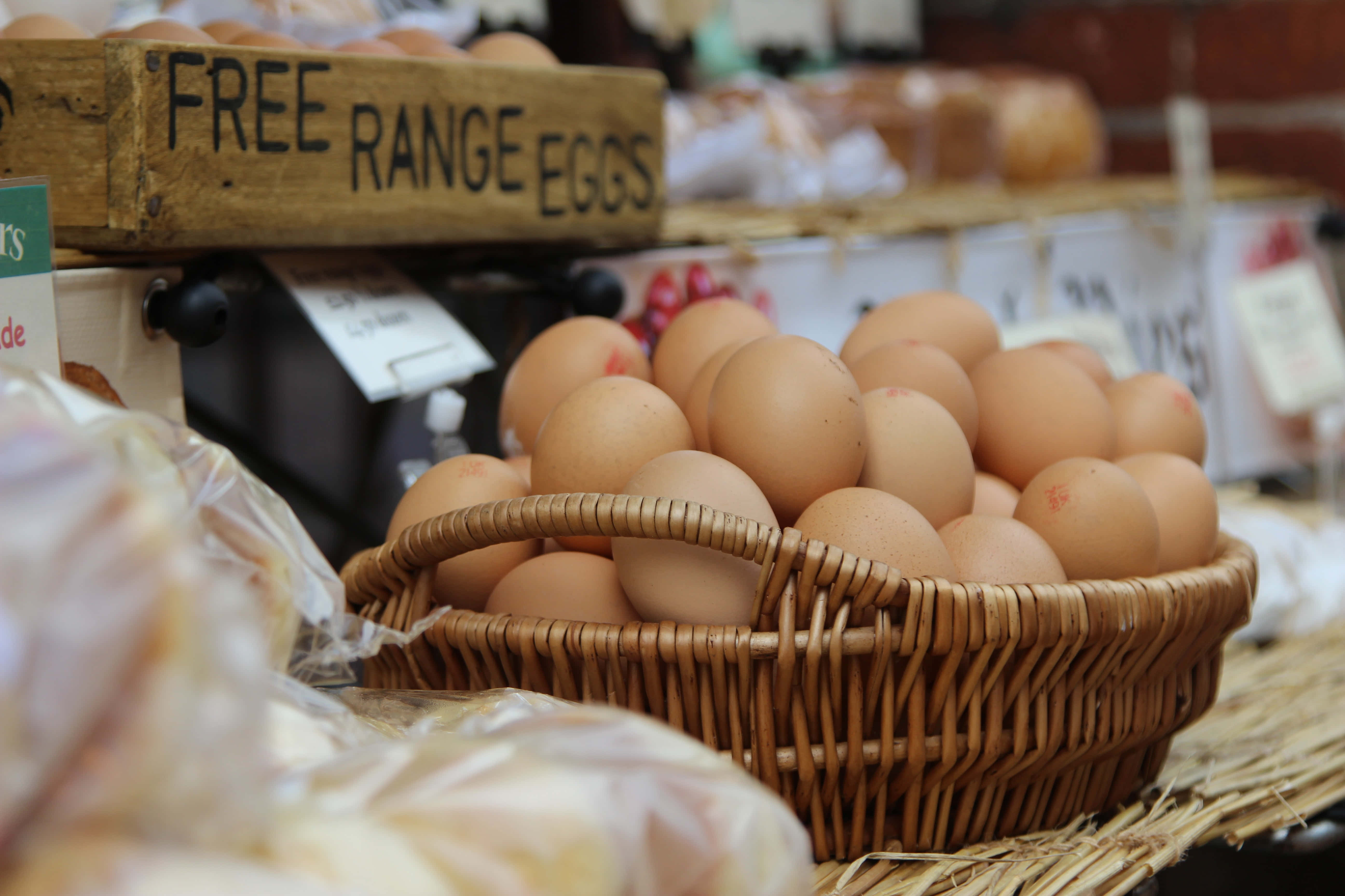 brown eggs, free range eggs, basket, 5K Desktop Wallpaper