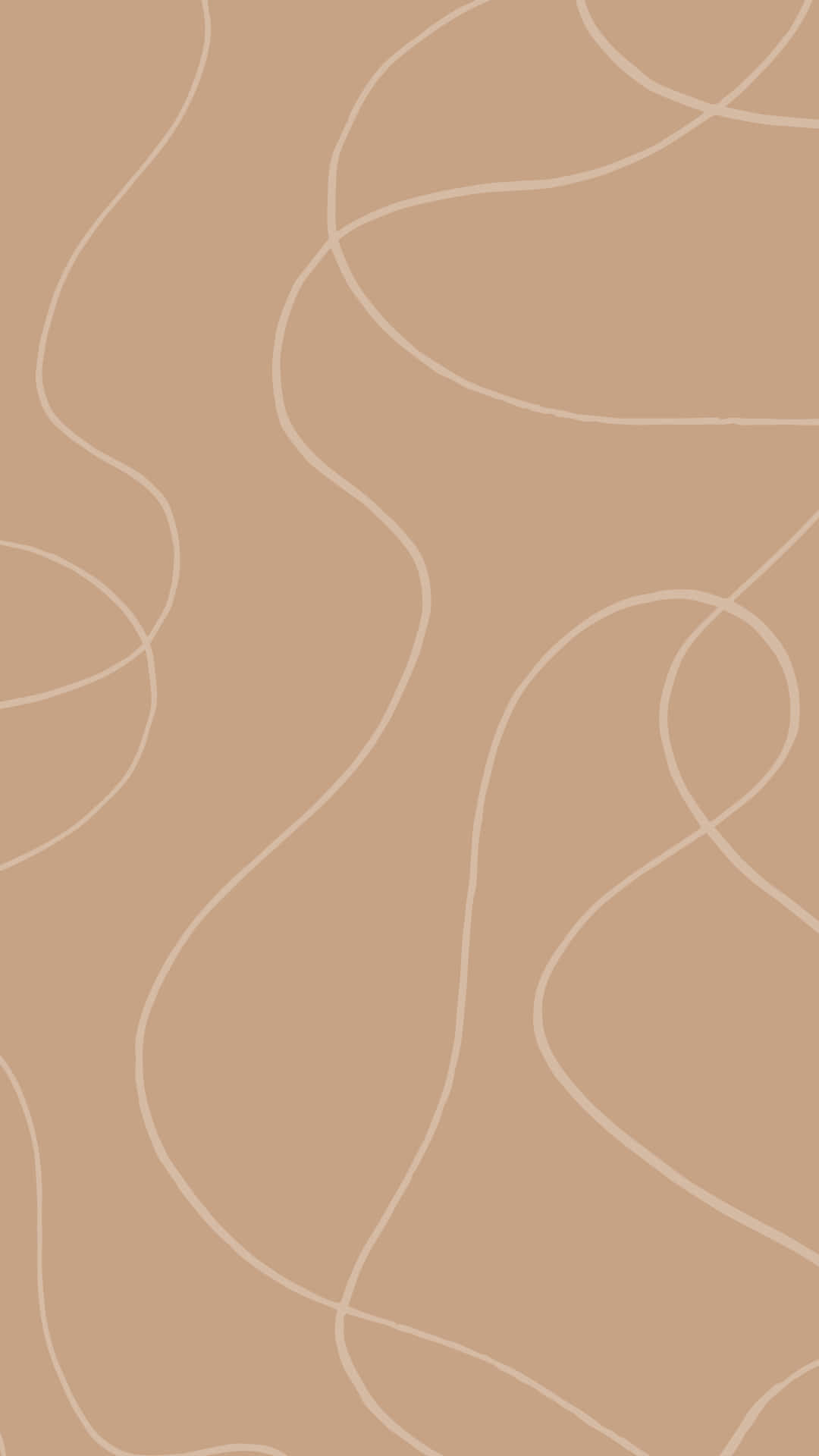 brown pastel aesthetic, soft beige background, flowing white abstract lines, Full HD Phone Wallpaper