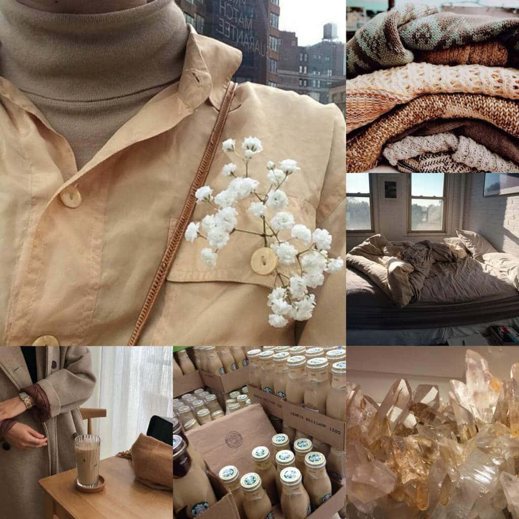 soft brown aesthetic, beige trench coats, baby's breath flowers, SD Desktop Wallpaper