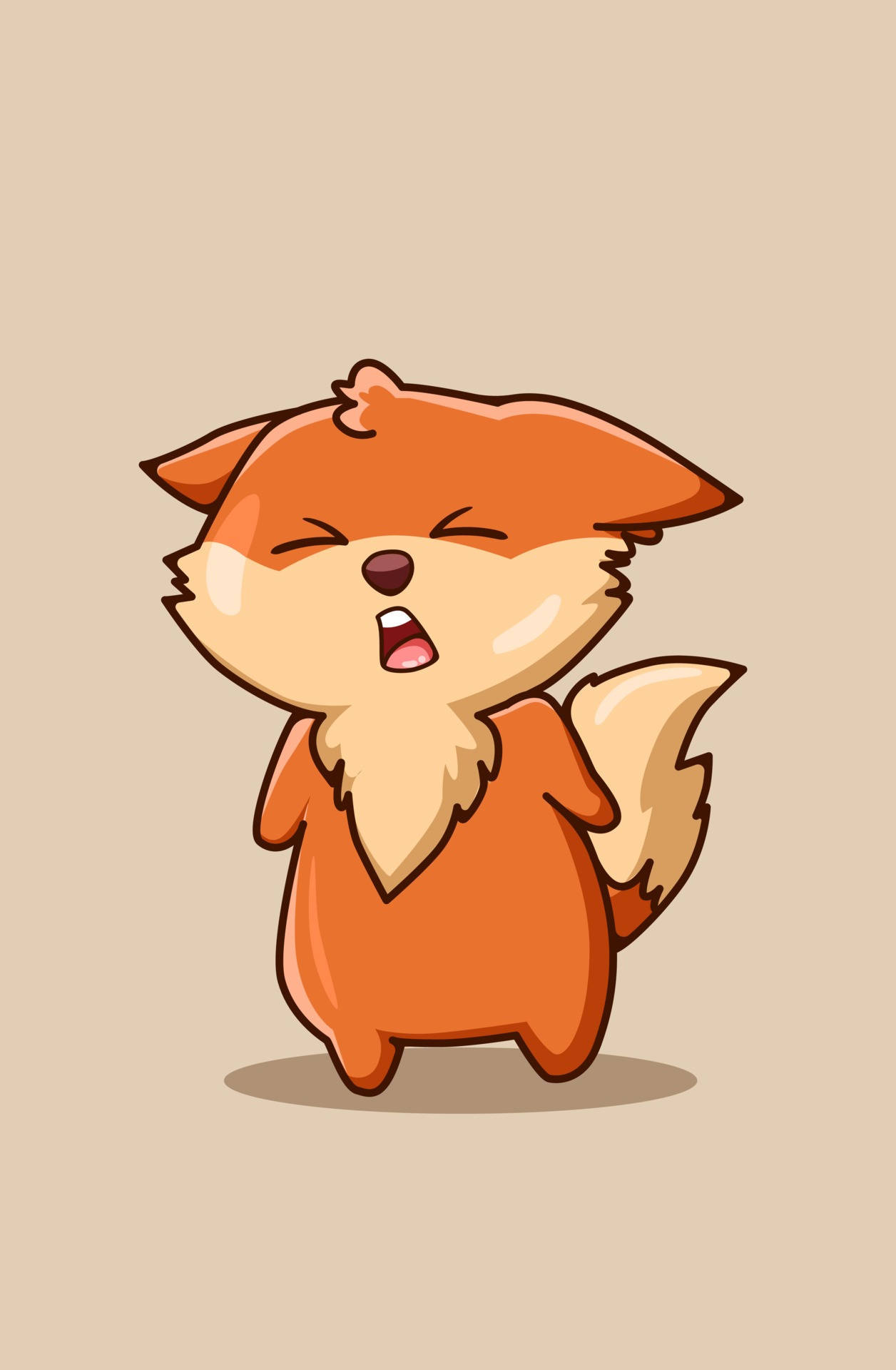 beige, minimalist, little fox, Full HD Phone Wallpaper