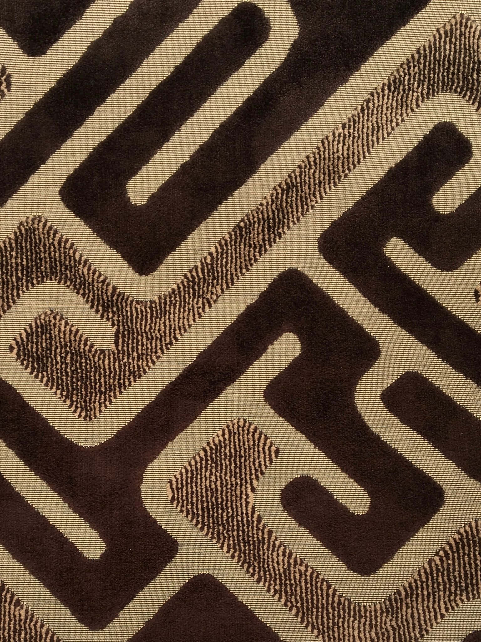brown geometric, textured geometric patterned fabric, bold brown and beige abstract shapes, Full HD Phone Wallpaper