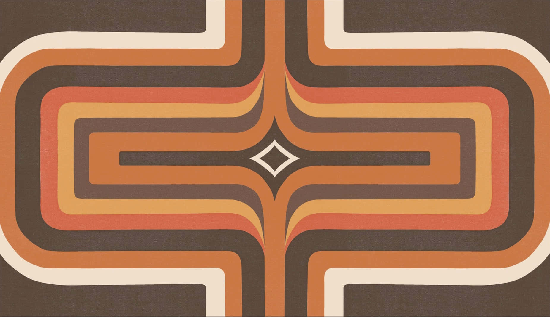 Brown Geometric, concentric orange brown and cream stripes, diamond center, HD Desktop Wallpaper