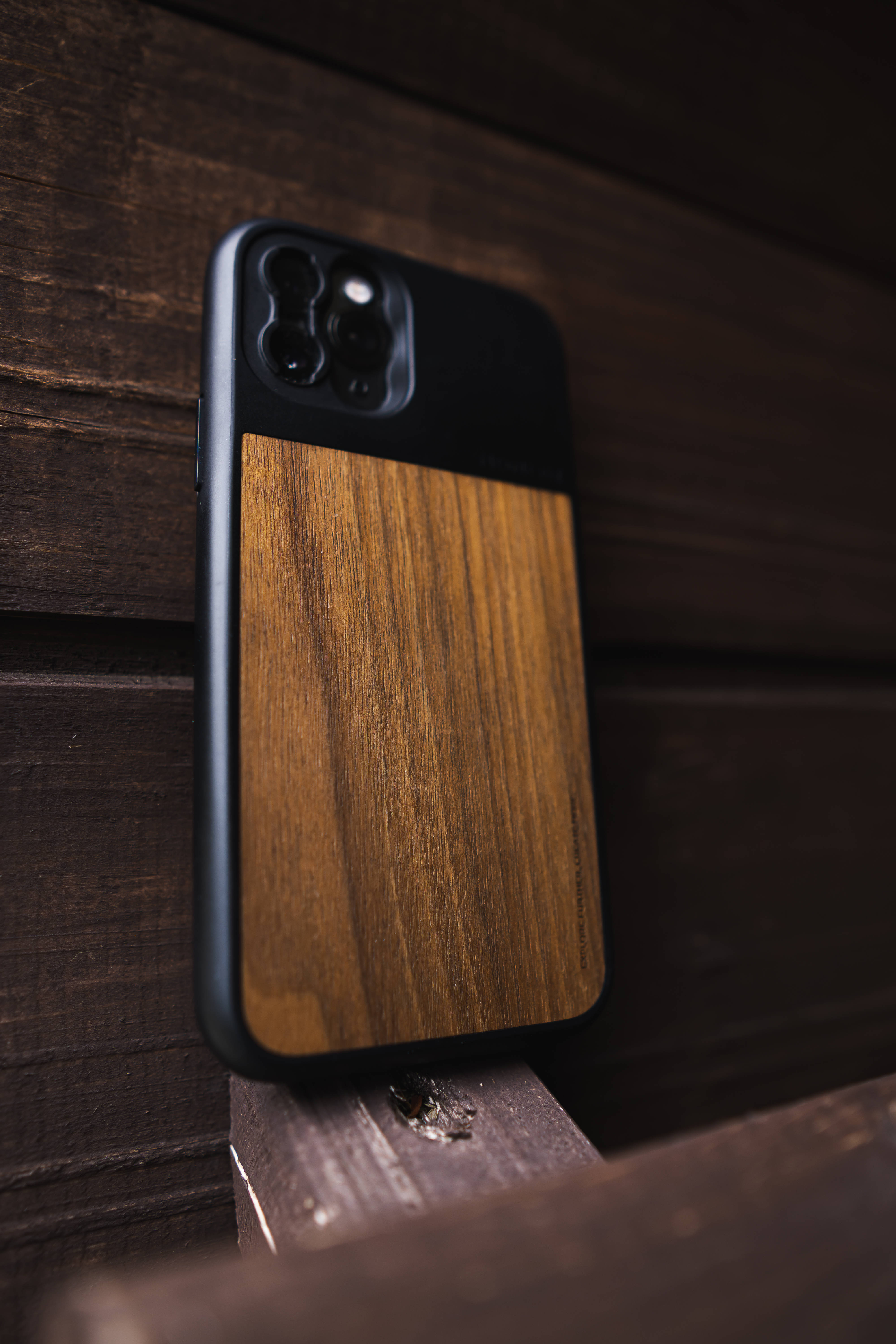 wooden brown iphone, black top, rich wood panel, 5K Phone Wallpaper