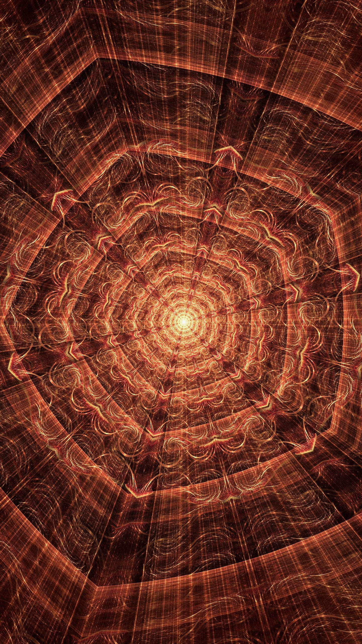 fractal pattern, brown iPhone, mandala, 2K Phone Wallpaper