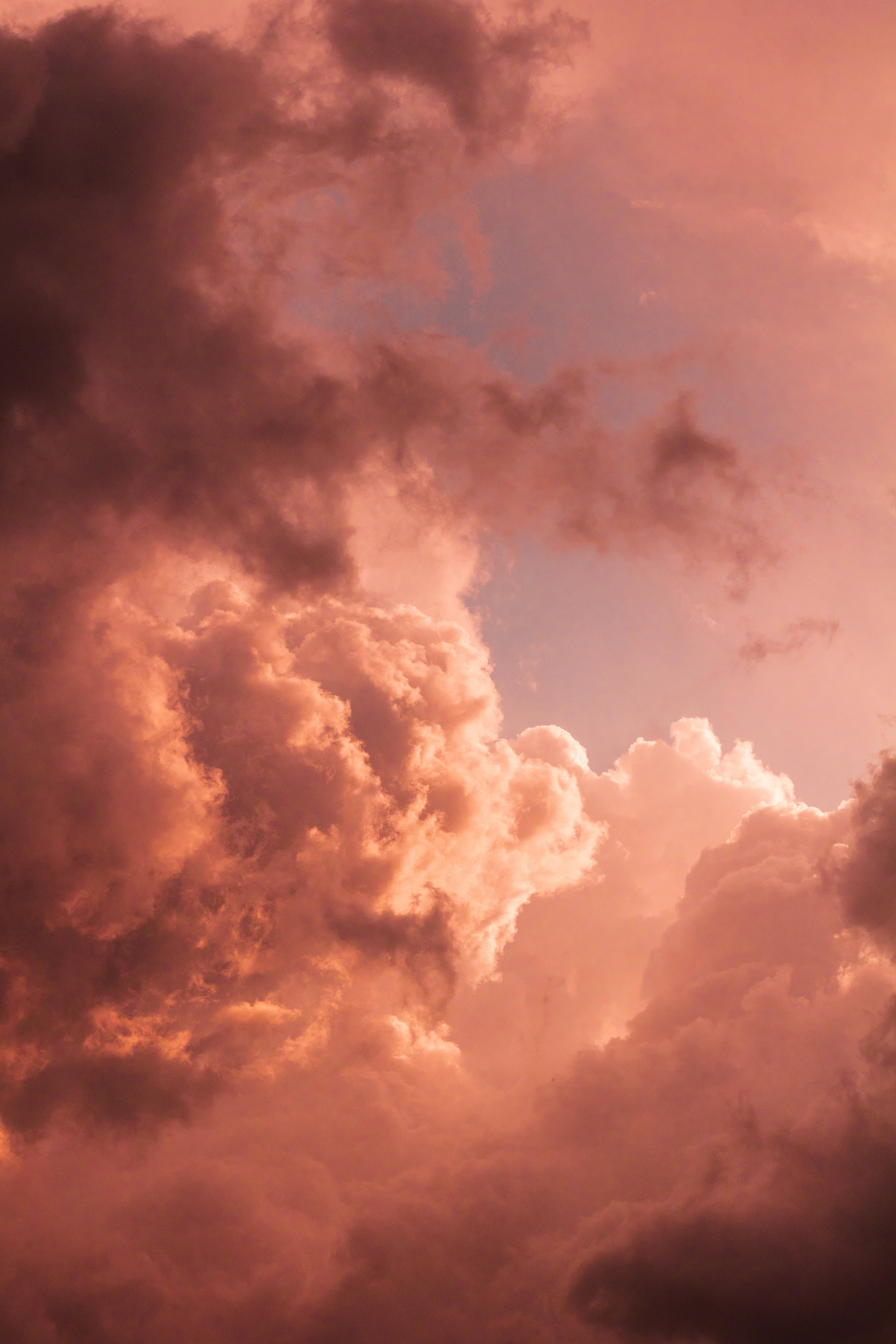 Pastel Brown Pink Cloud iPhone, fiery orange, deep pink, 5K Phone Wallpaper