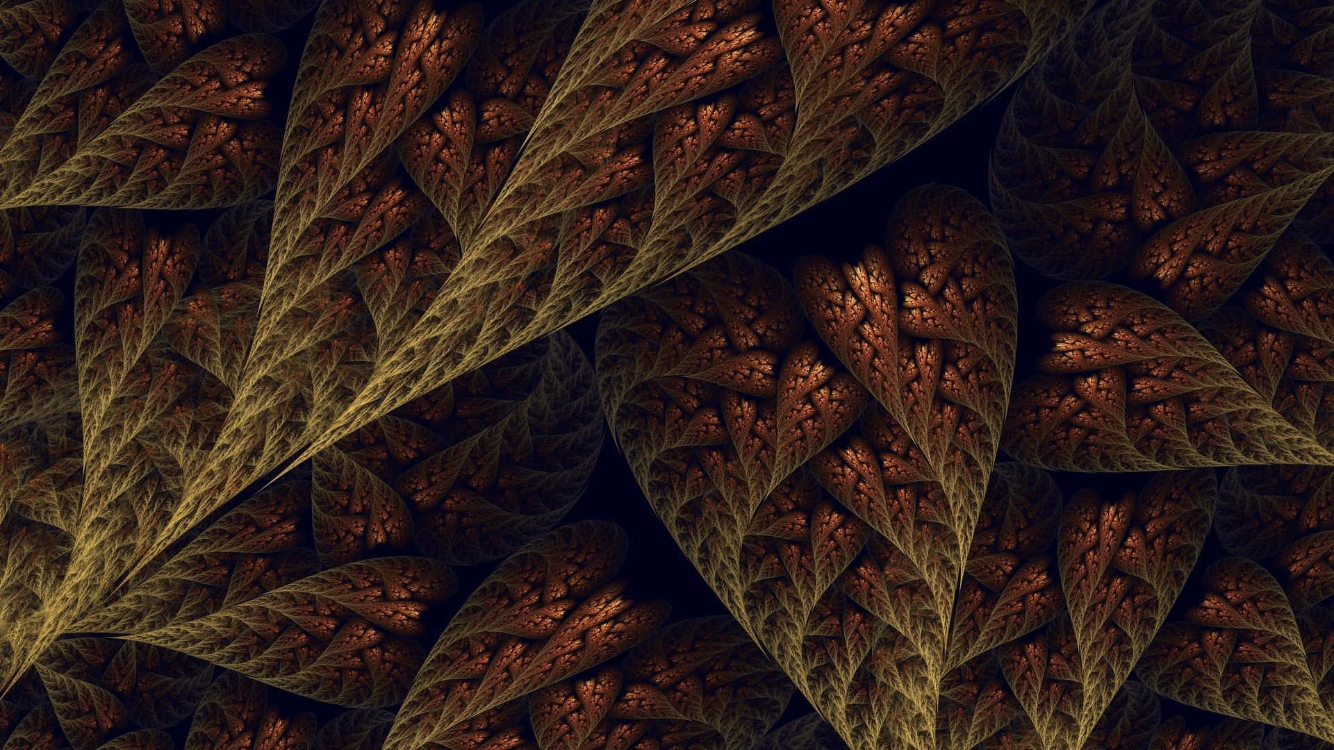 Brown Leaves, Autumn Season, fractal pattern, Full HD Desktop Wallpaper