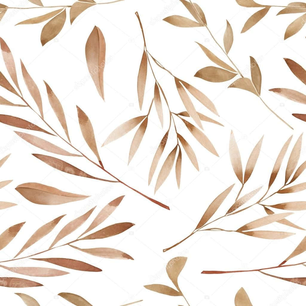 brown leaves, watercolor branches, golden brown leaves, SD Desktop Wallpaper