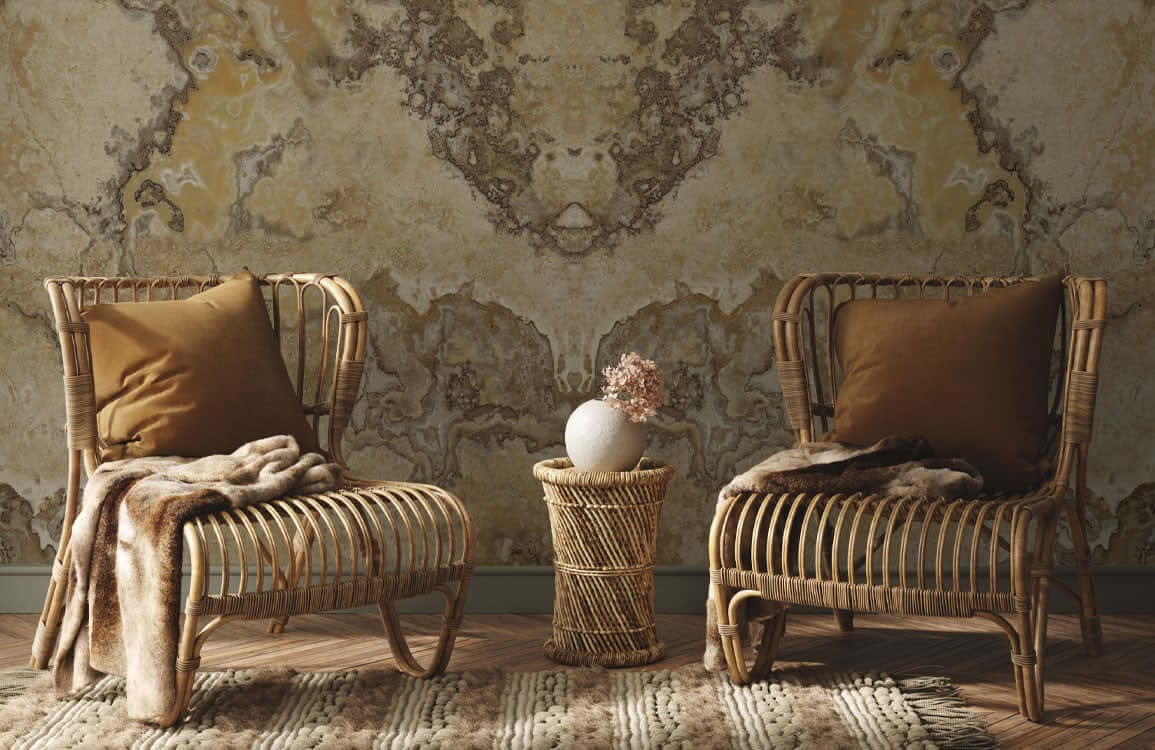 Brown Marble, rattan chairs, brown cushions, SD Desktop Wallpaper