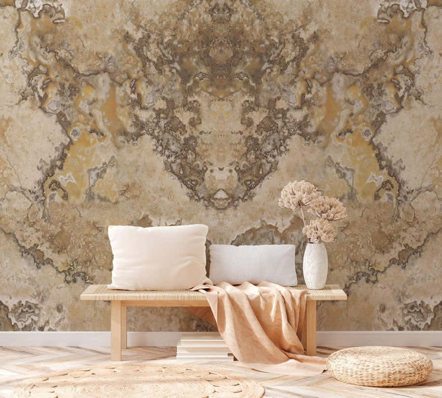 Brown Marble, wooden bench, pillows, SD Desktop Wallpaper