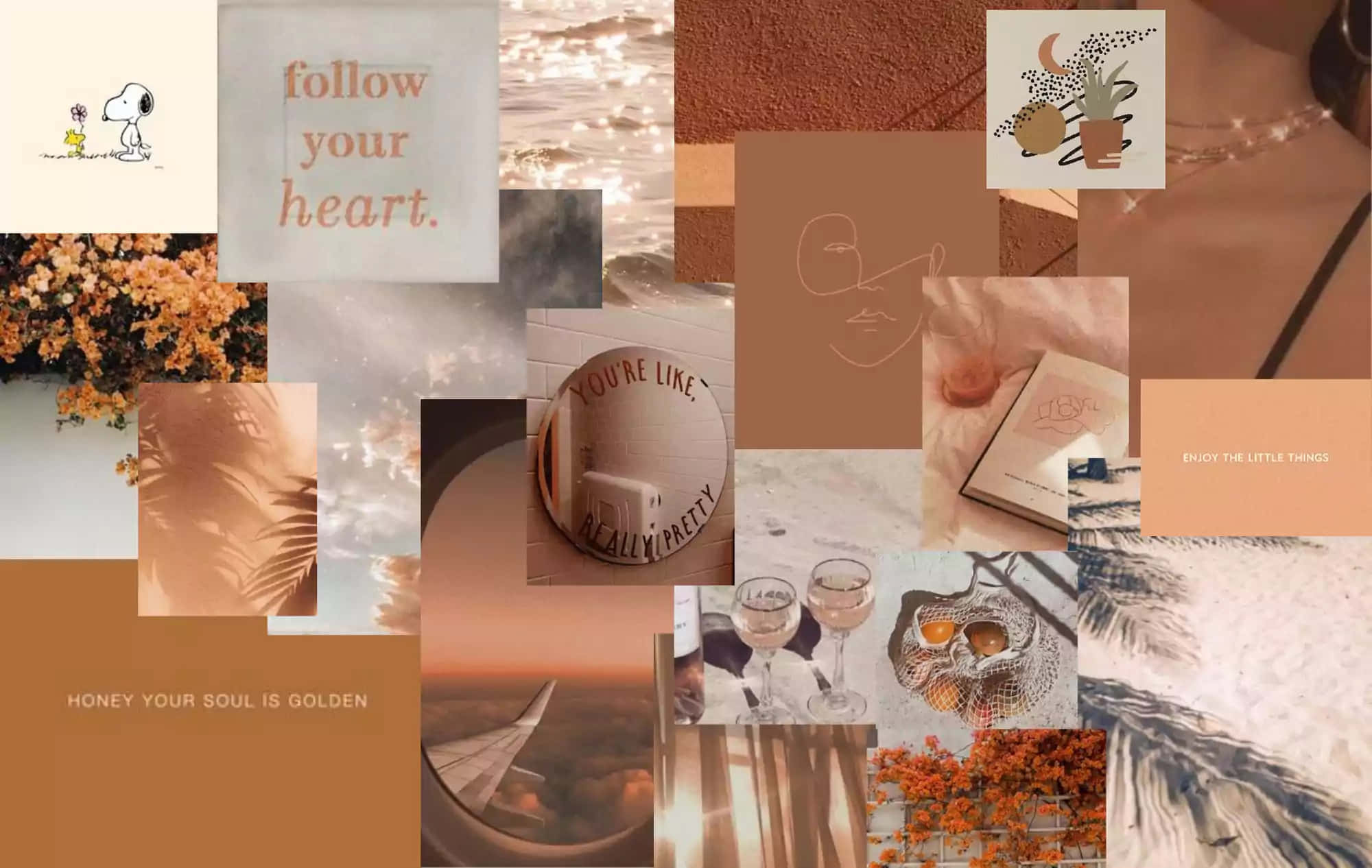 brown minimalist, warm-toned, soft peach, Full HD Desktop Wallpaper