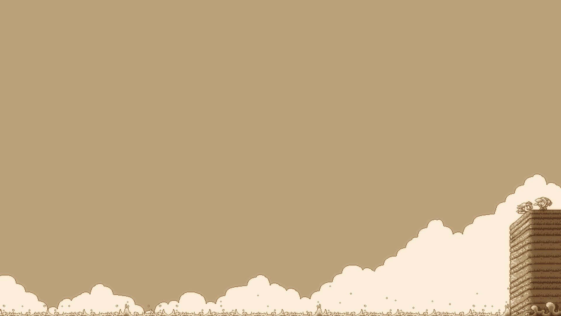 brown minimalist, sepia-toned, pixel art, Full HD Desktop Wallpaper