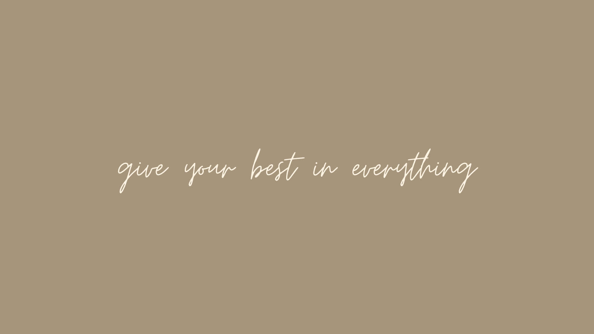 beige background, white cursive script, Serenity in Simplicity, Full HD Desktop Wallpaper