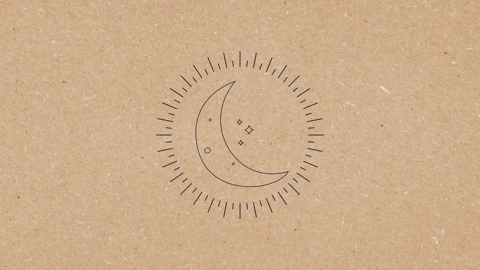 crescent moon, tiny stars, circular sunburst pattern, HD Desktop Wallpaper