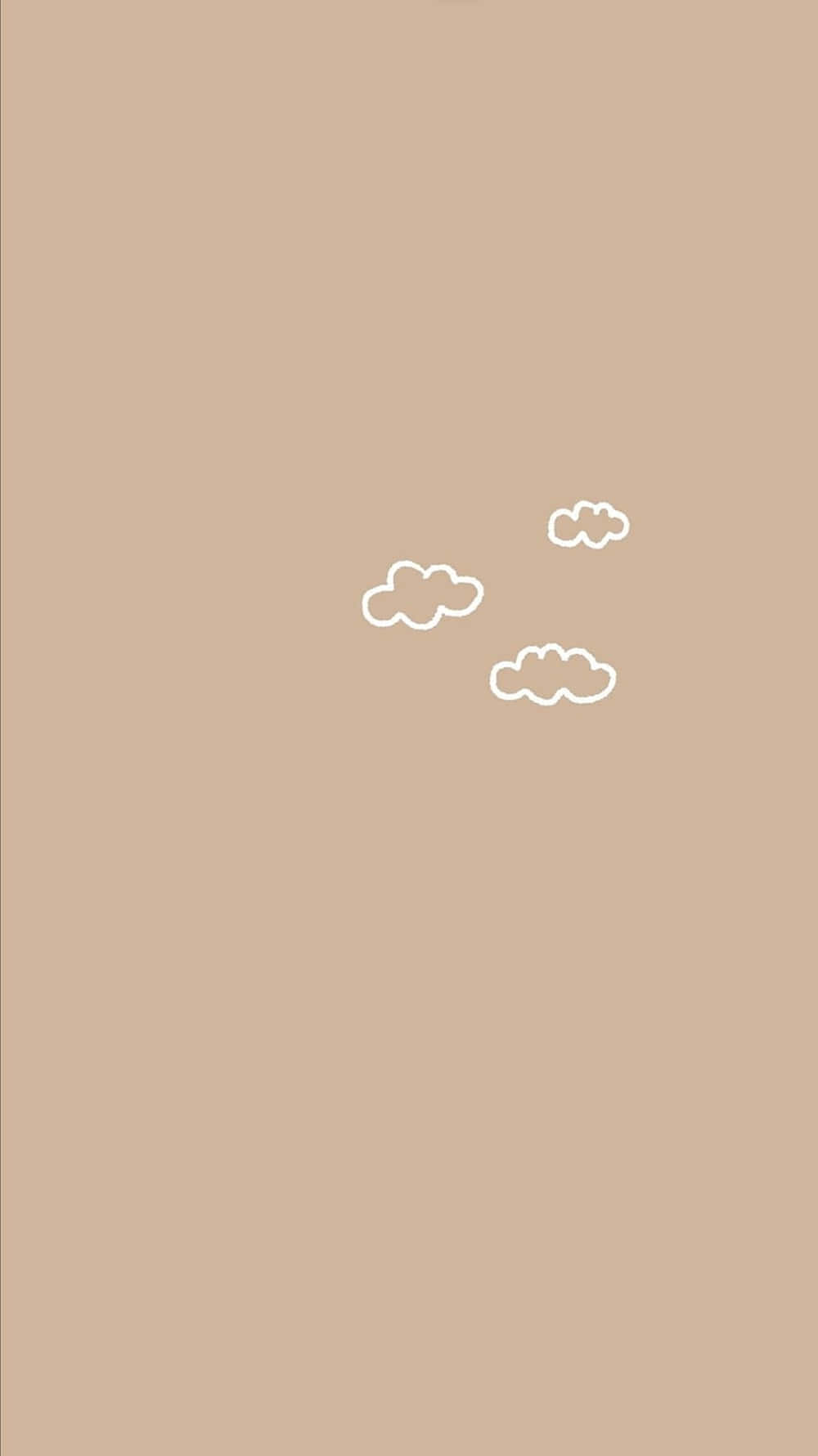 Brown Minimalist, white outlined clouds, solid beige background, HD Phone Wallpaper