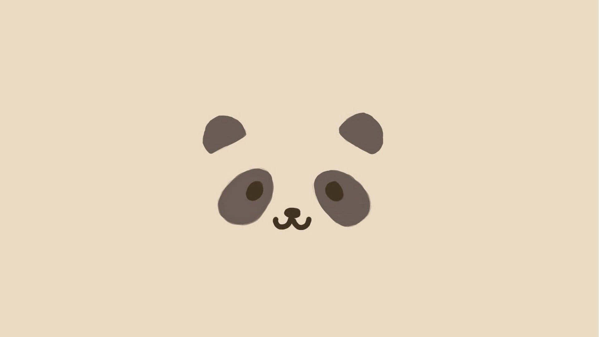 Brown Minimalist, panda face, simple shapes, Full HD Desktop Wallpaper
