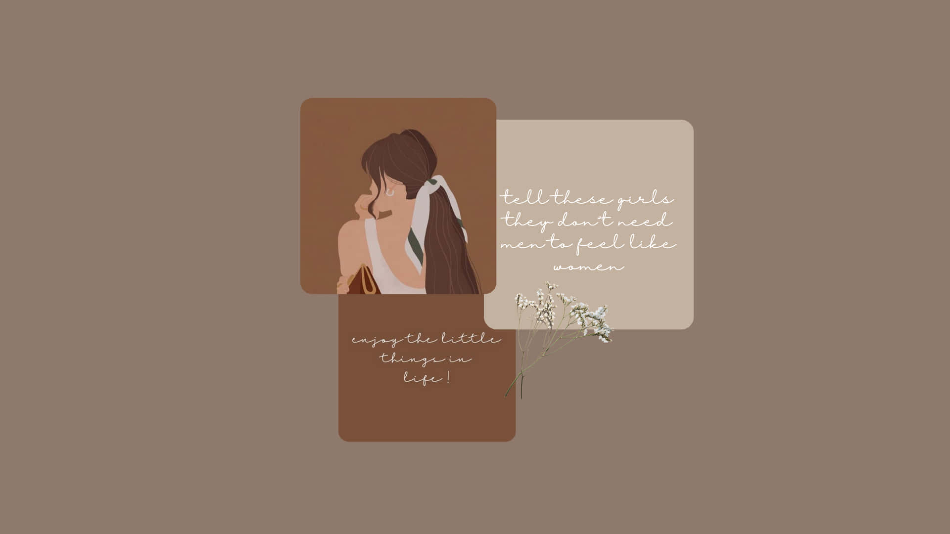 brown background, minimalist illustration, woman, Full HD Desktop Wallpaper