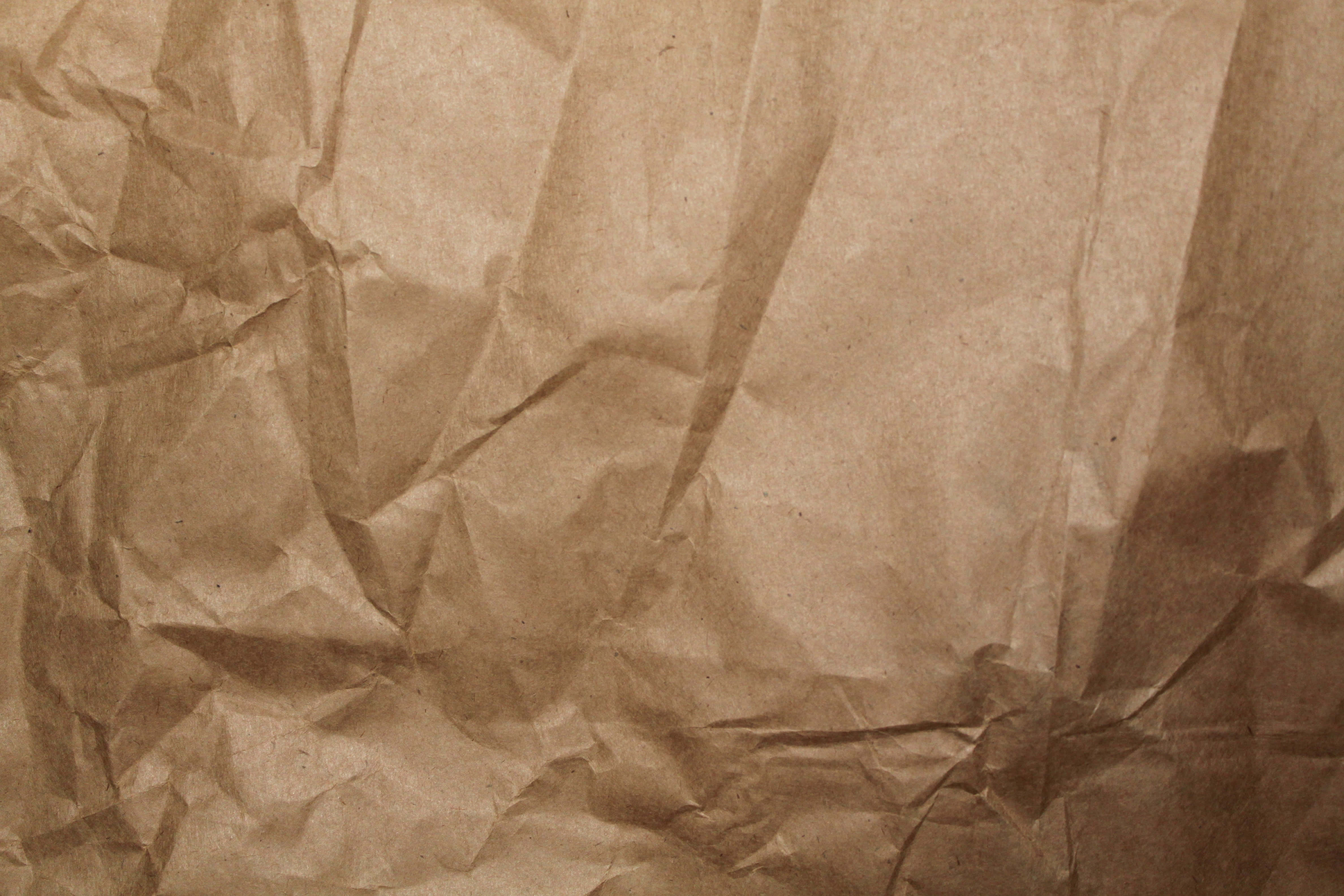 brown paper, crumpled, deep creases, 4K Desktop Wallpaper