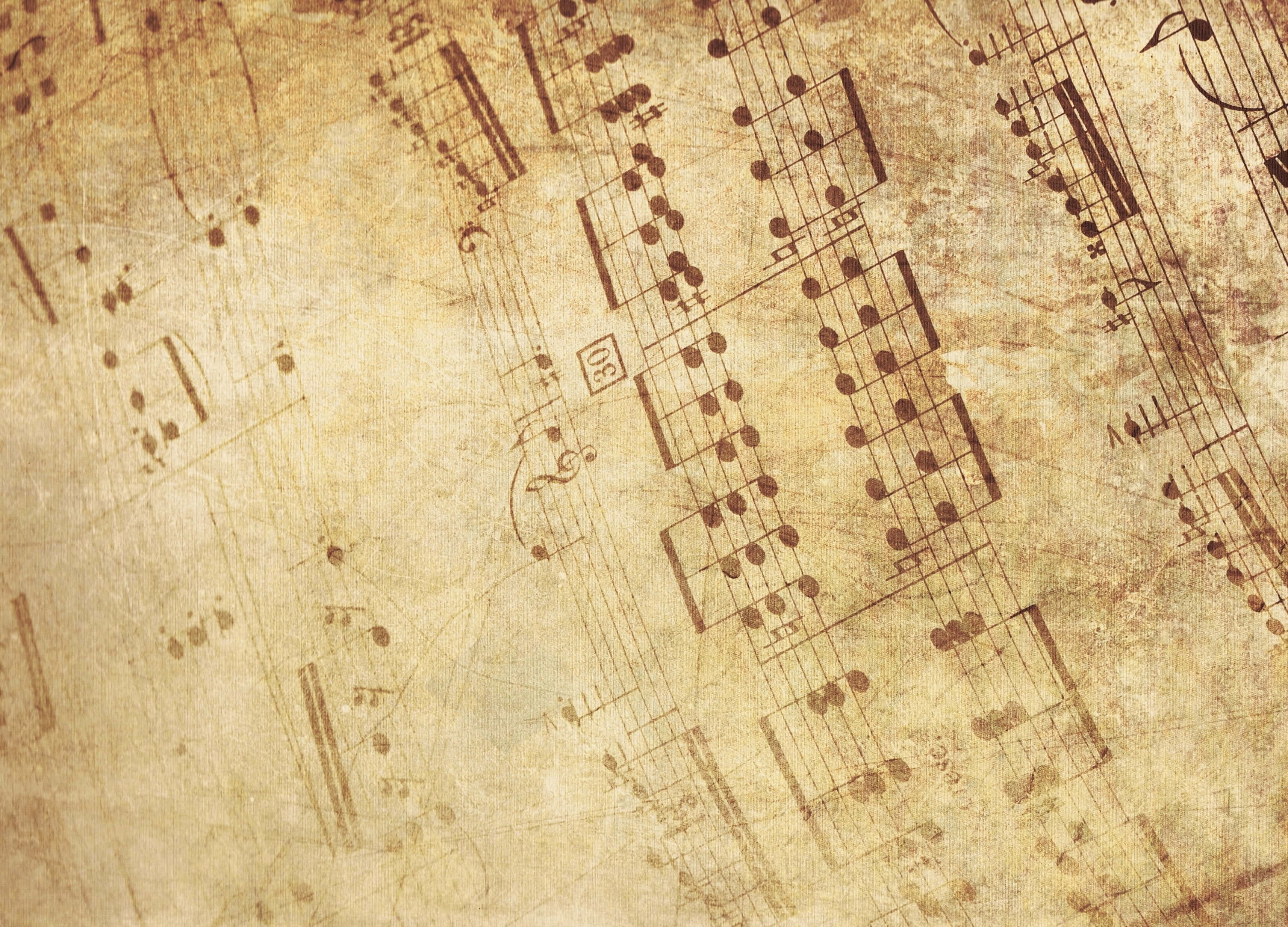 brown paper, textured brown paper background, vintage sheet music, 2K Desktop Wallpaper